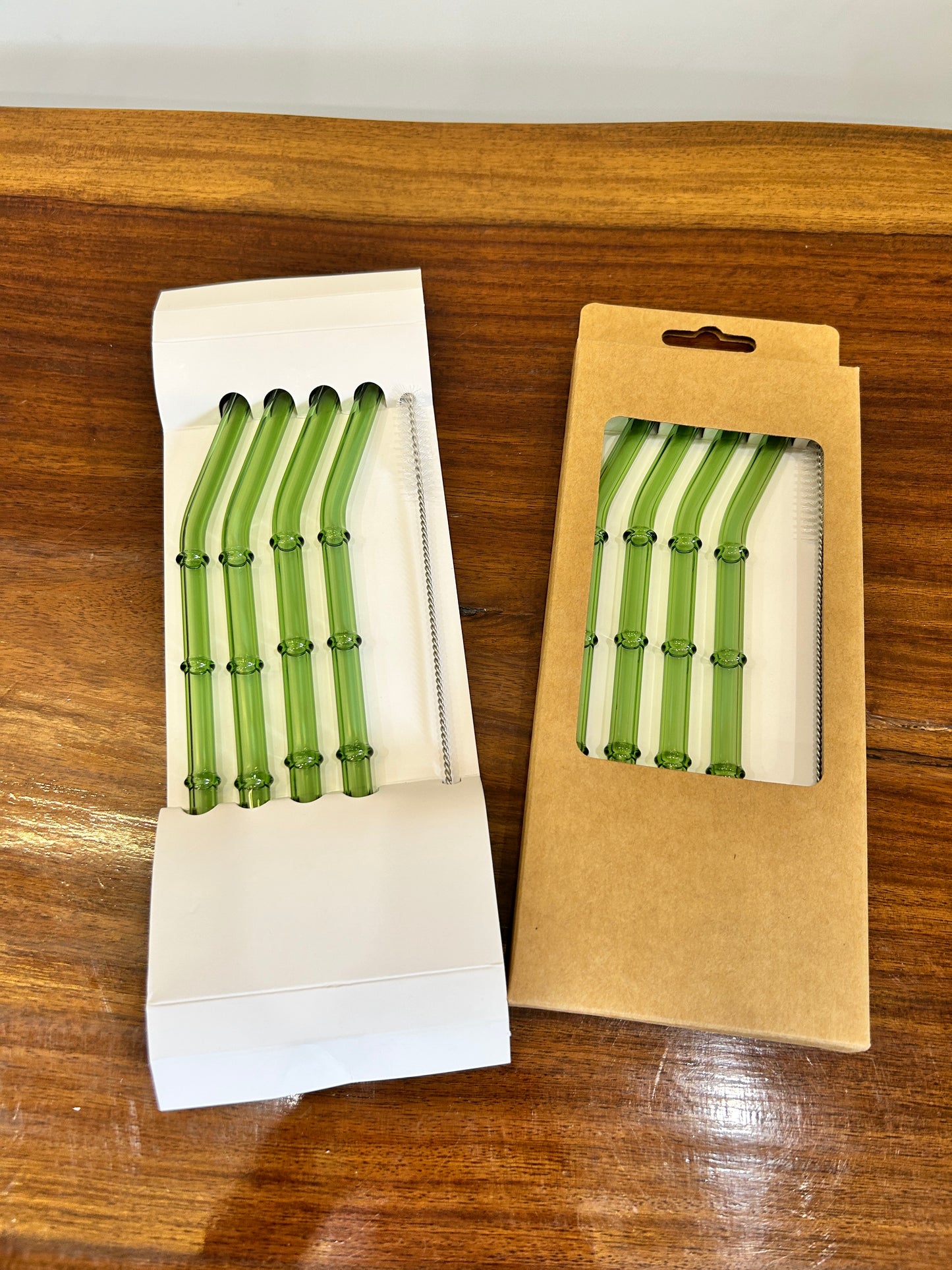Green Glass Straw 5Pcs