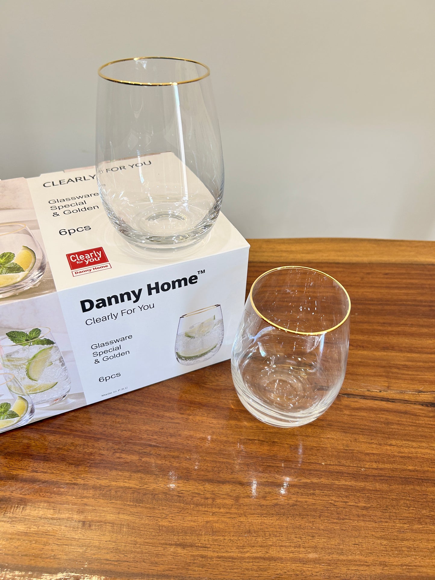 Danny Home Golden Bar Glass 6Pcs (450ml)