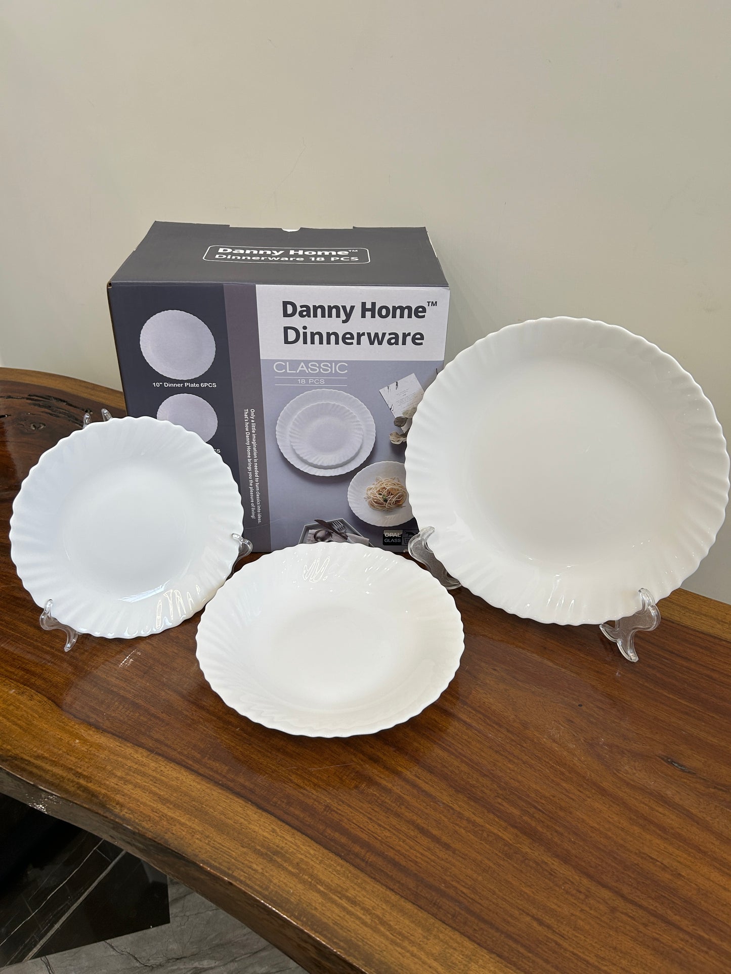 Danny Home Opal Plate White Set 18Pcs