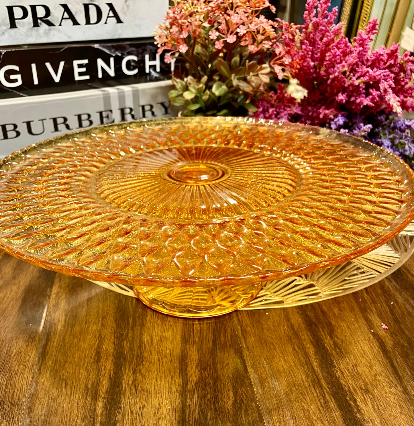 Danny Home Large Glass Cake Stand Golden