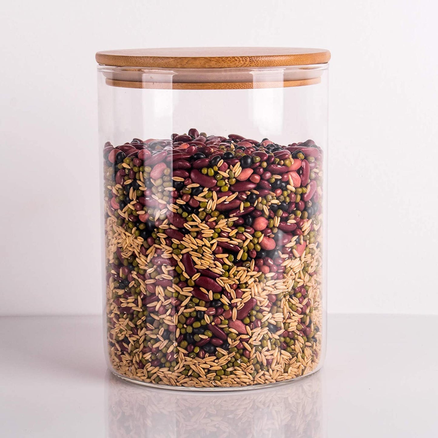 Glass Jar With Bamboo Lid 1Pcs