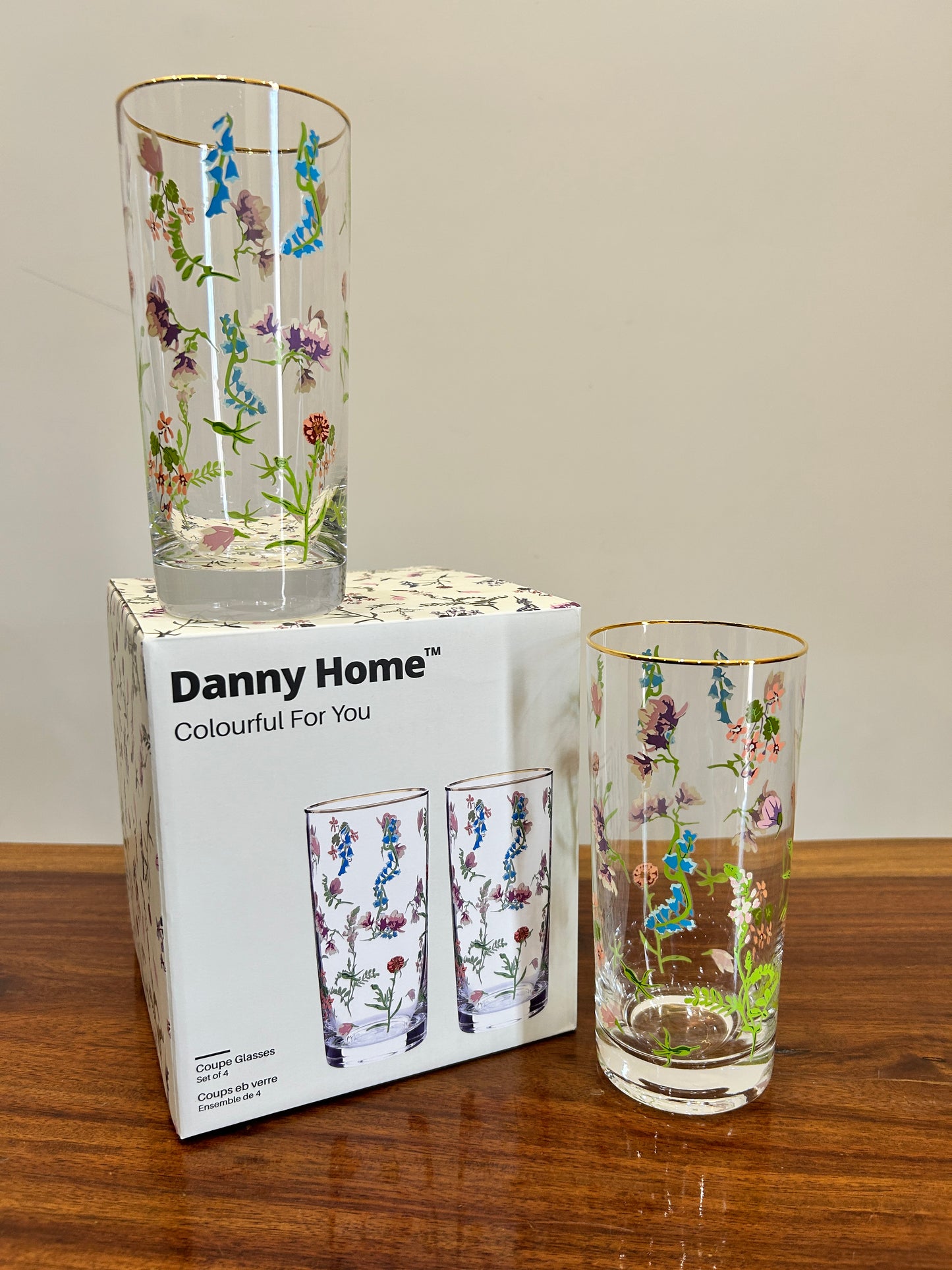 Danny Home Flower Long Glass 4Pcs (470ml)