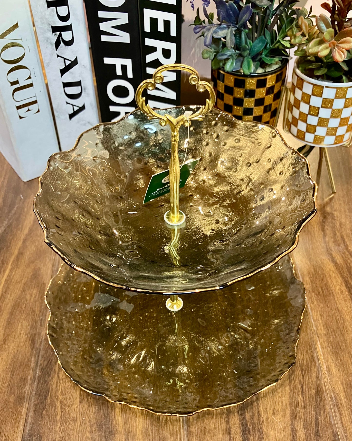 2 Tier Glass Platter (1Pcs)