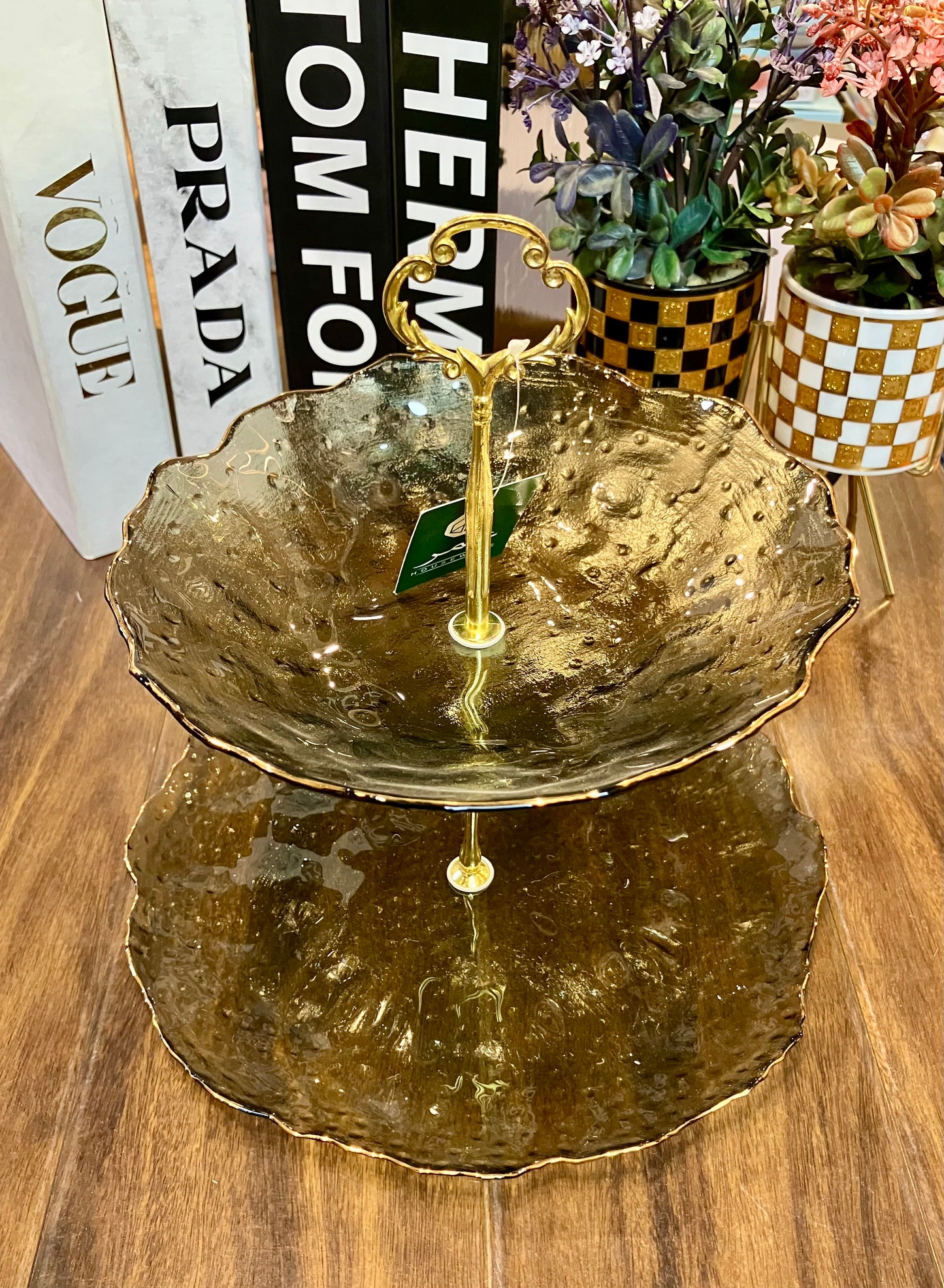 2 Tier Glass Platter (1Pcs)