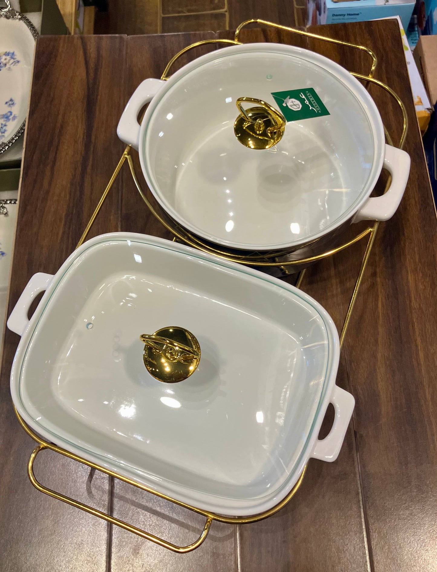 Fancy Twin Buffet Dish Set With Candle Burners