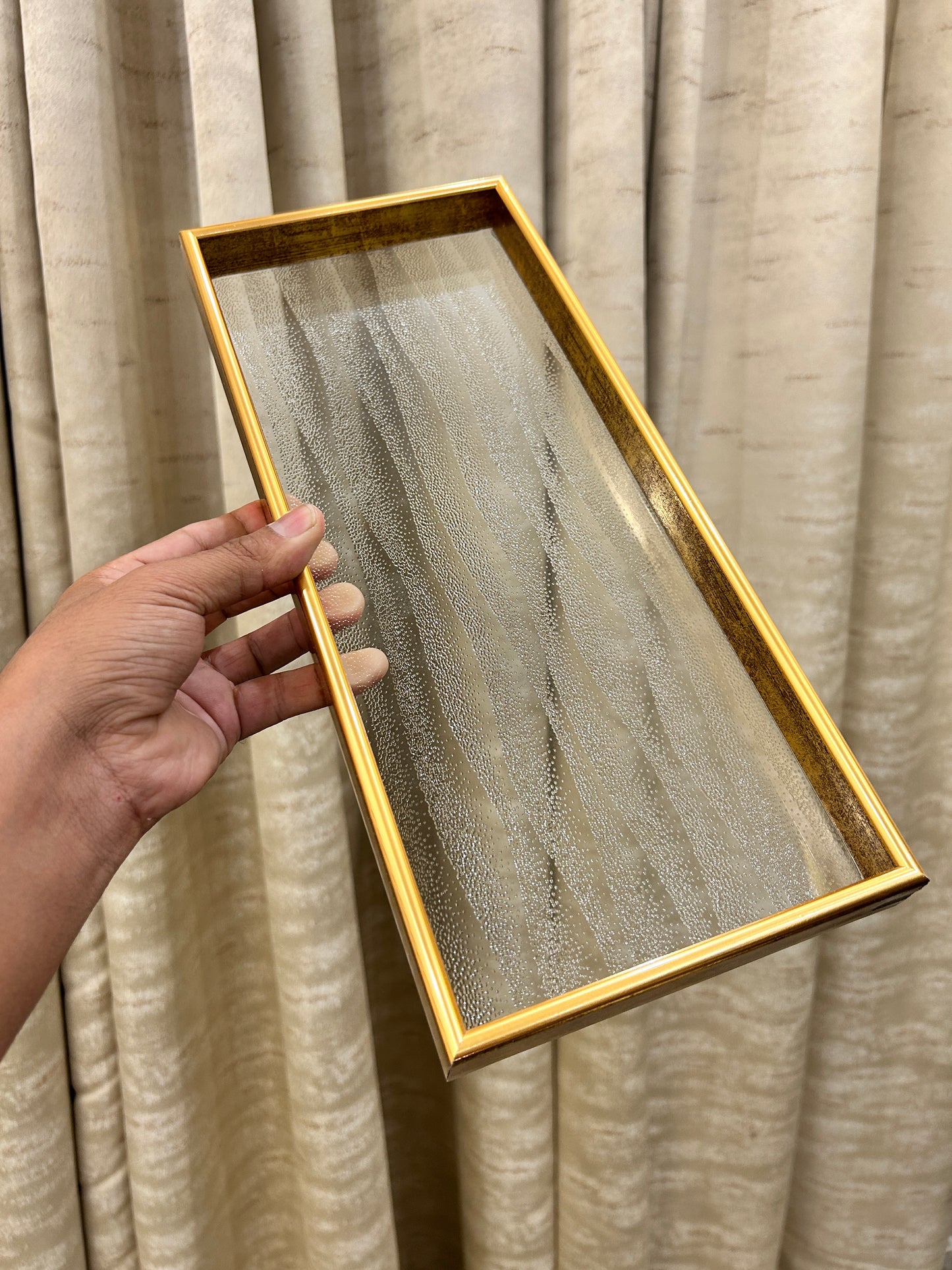 Golden Acrylic Decor Tray Waves 1Pcs