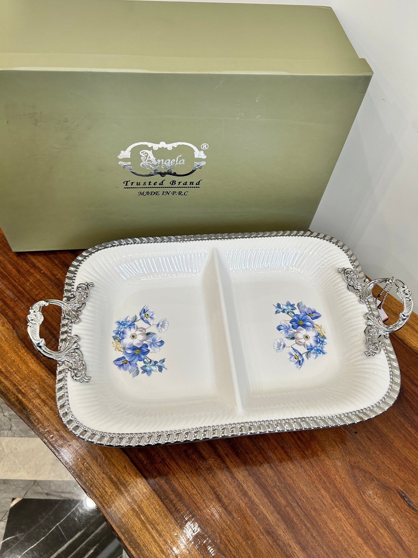 Angela Blue Rose Dish 1Pcs