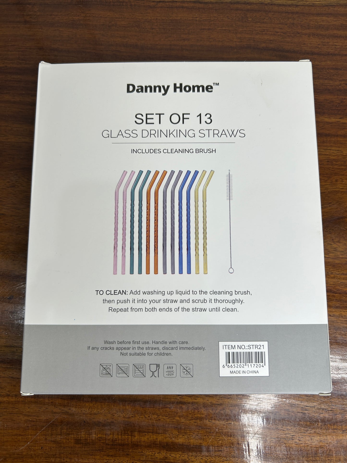 Danny Home Multicolour Glass Straw 13Pcs