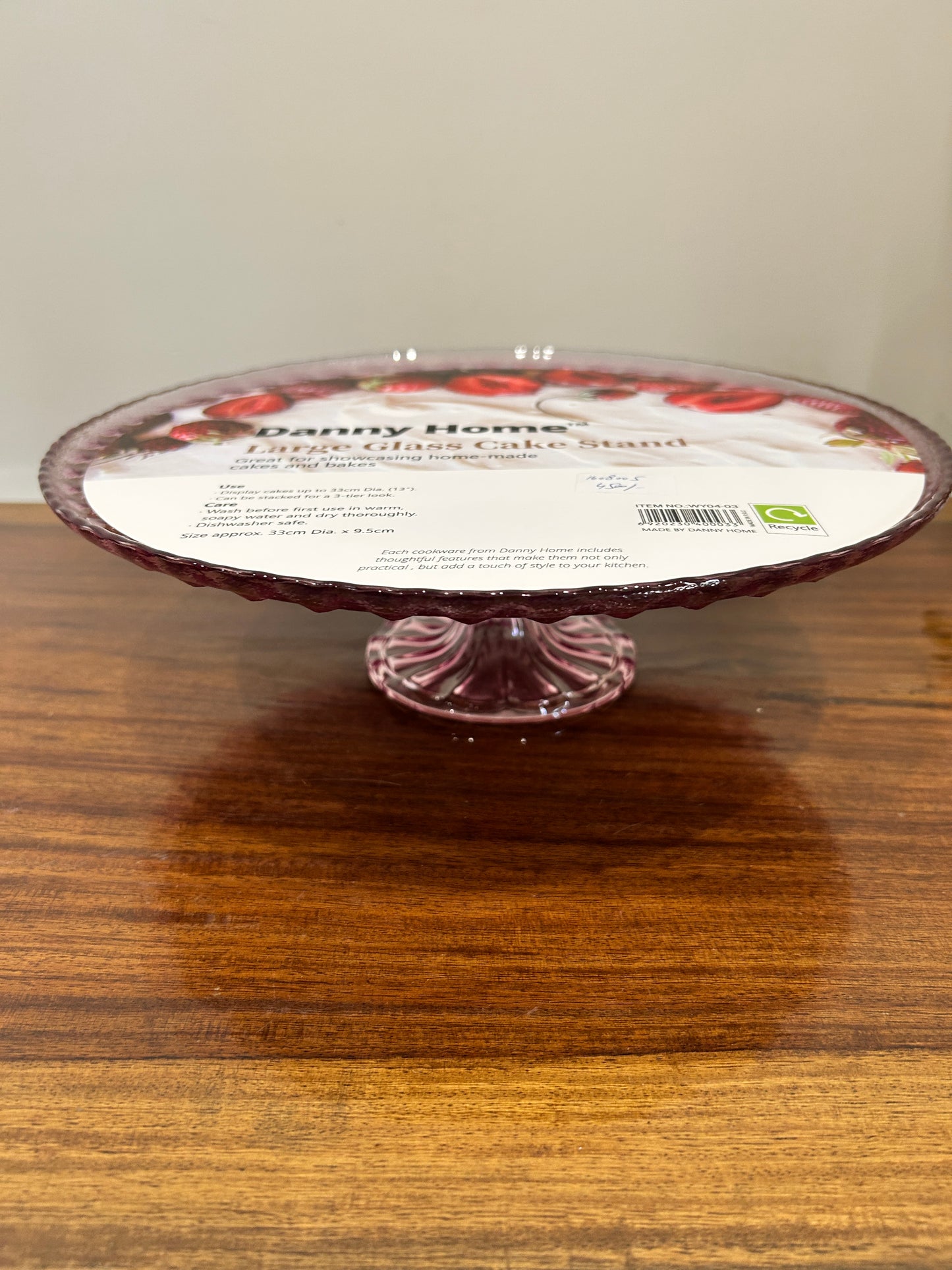 Danny Home Large Glass Cake Stand Purple