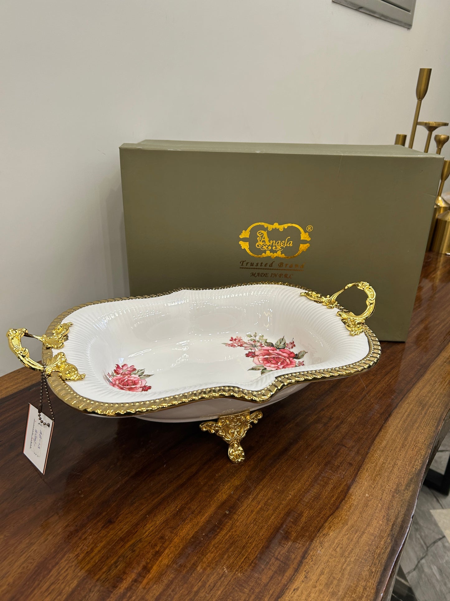 Angela Pink Rose Porcelain Dish 1Pcs