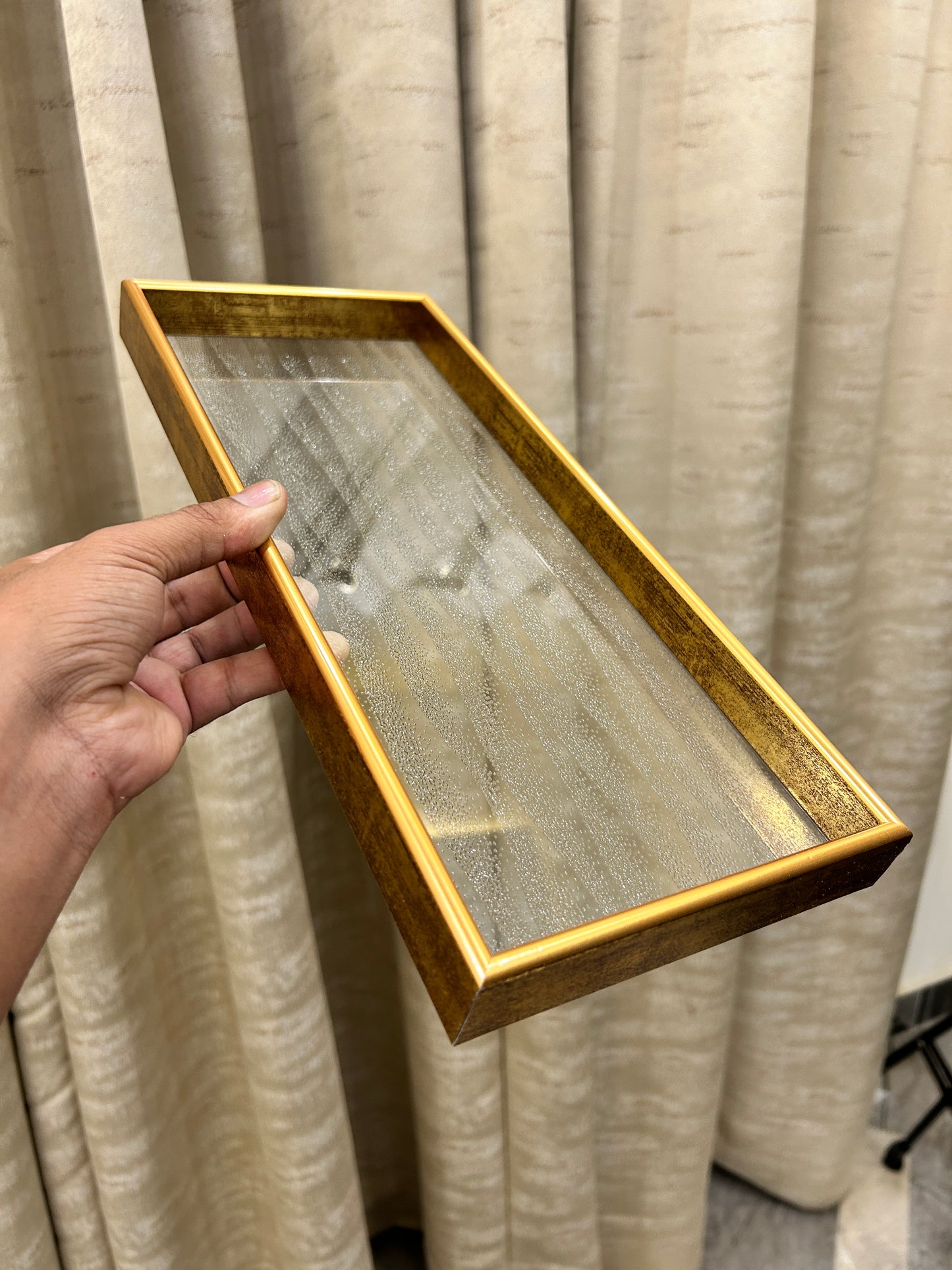 Golden Acrylic Decor Tray Waves 1Pcs