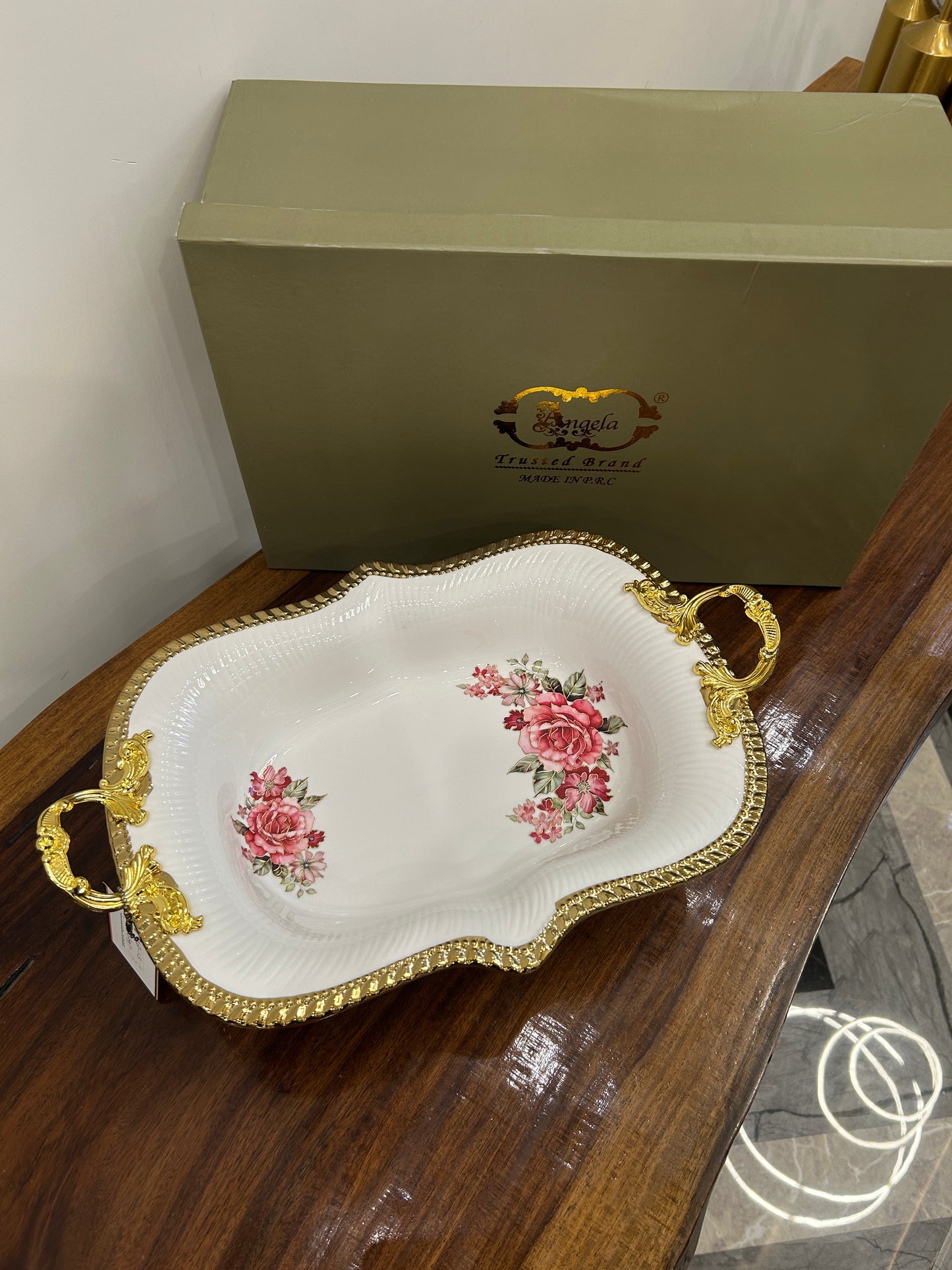 Angela Pink Rose Porcelain Dish 1Pcs