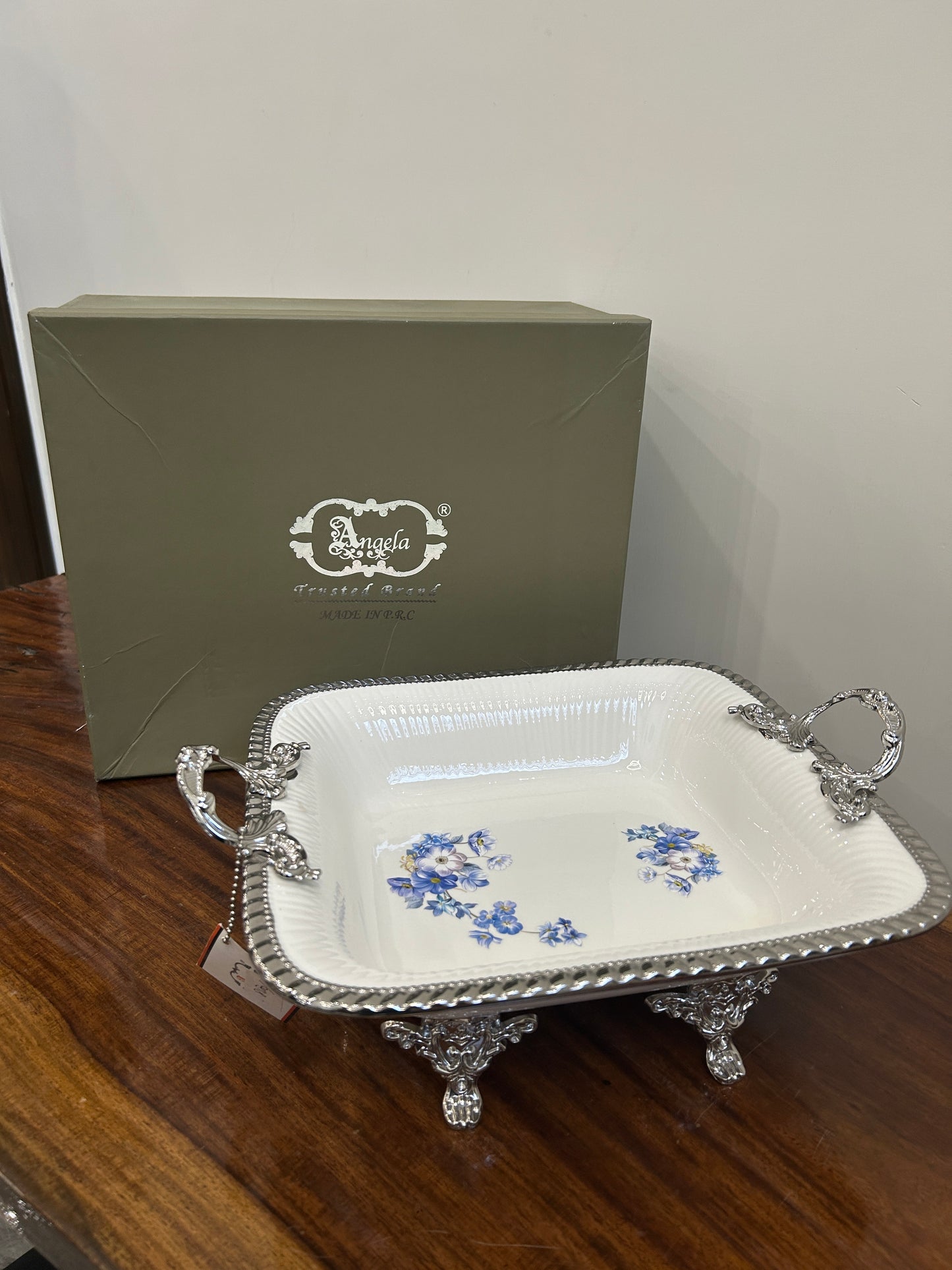 Angela Blue Rose Porcelain Dish 1Pcs