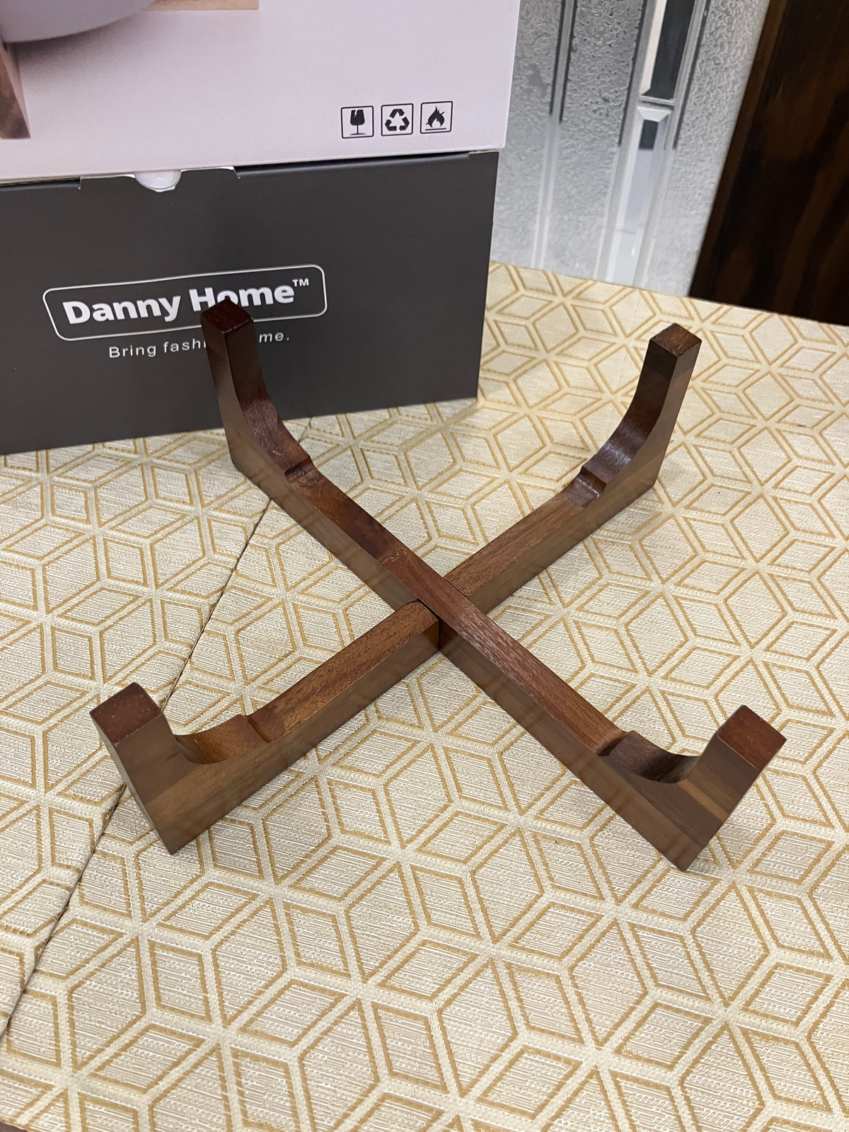 Danny Home Ceramic Salad Bowl + Wooden Stand 2.7L