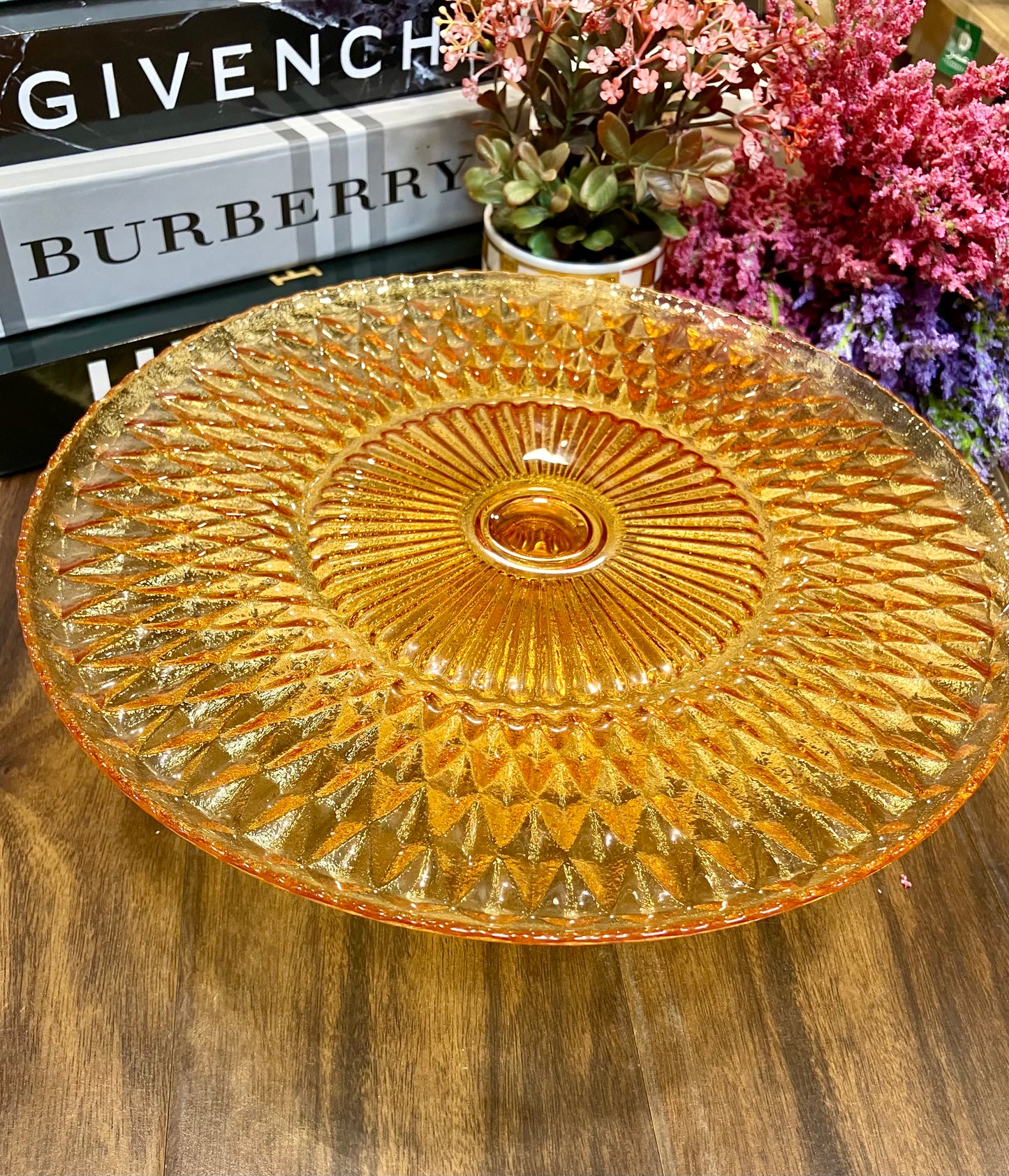 Danny Home Large Glass Cake Stand Golden
