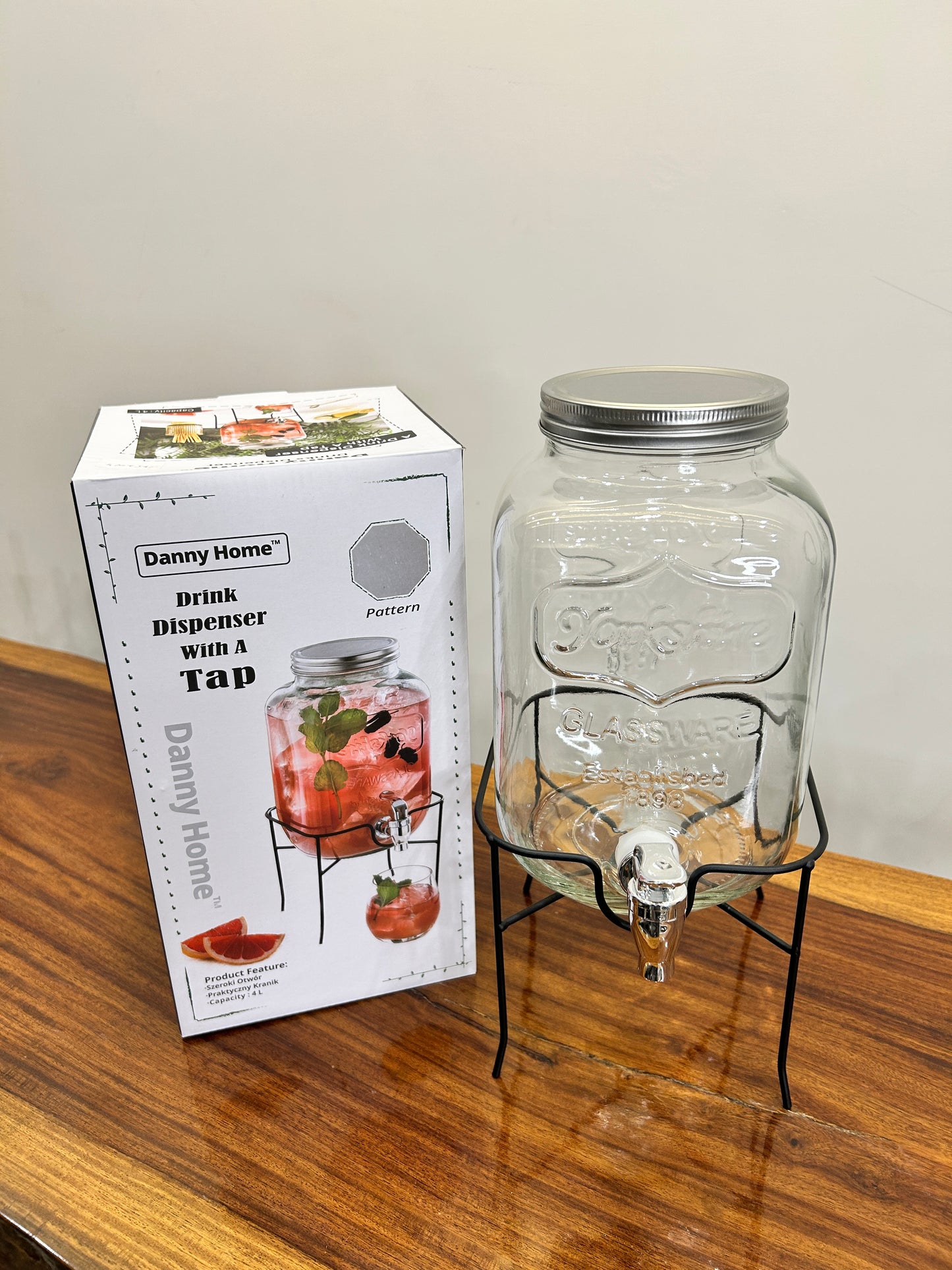 Danny Home Glass Beverage Dispenser 1Pcs