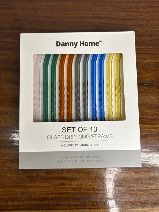 Danny Home Multicolour Glass Straw 13Pcs