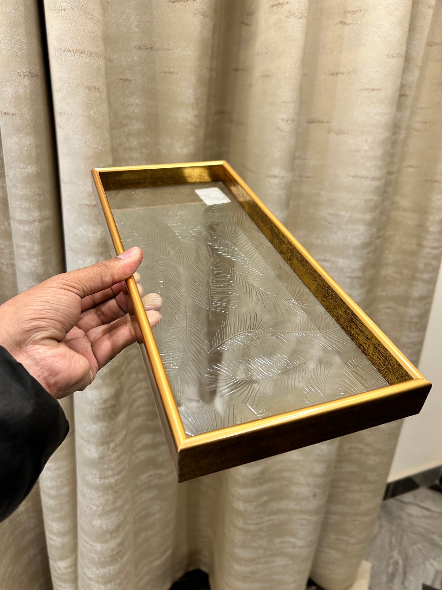 Golden Acrylic Decor Tray Leaves 1Pcs