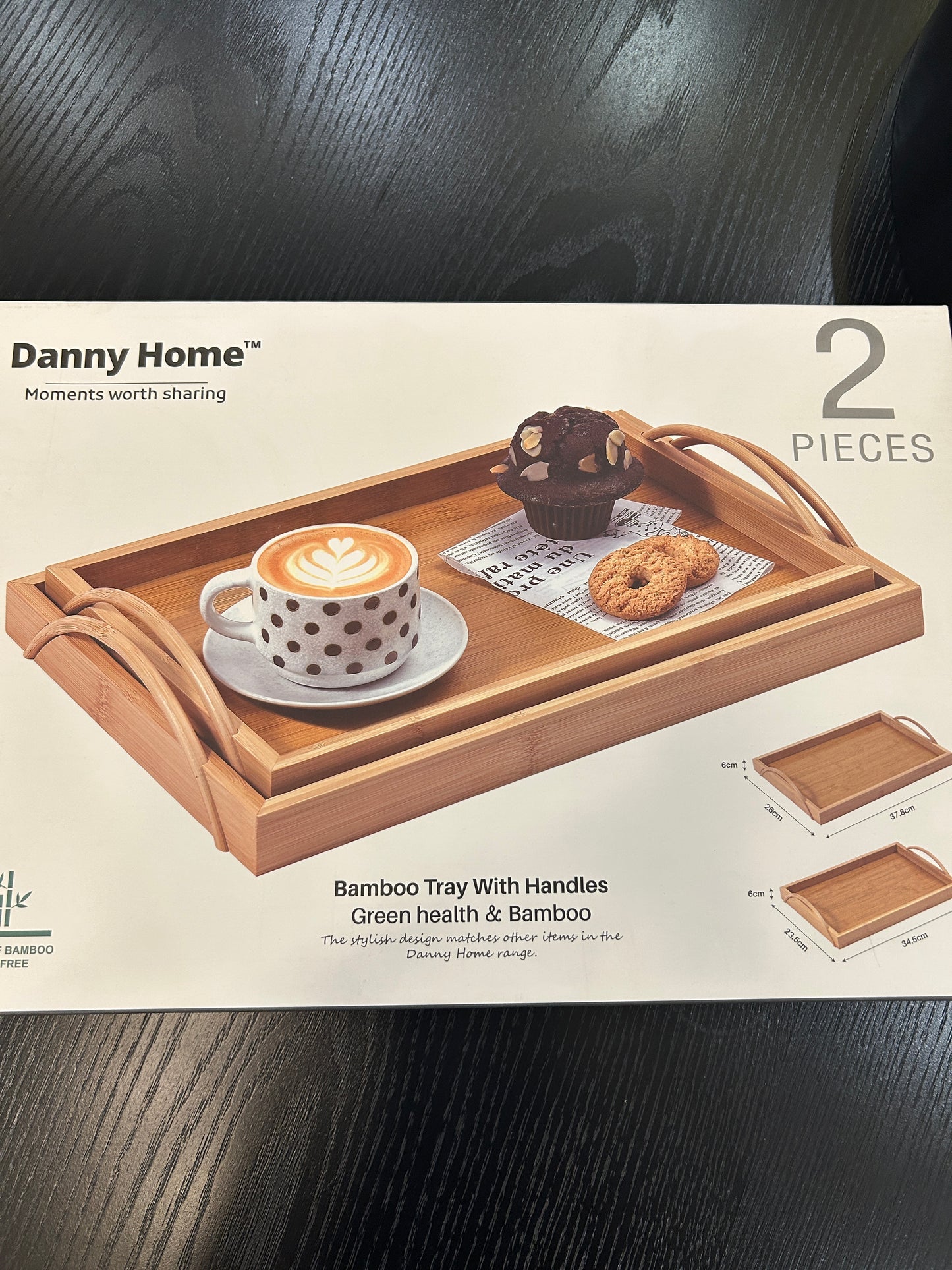 Danny Home Bamboo Tray Set 2Pcs