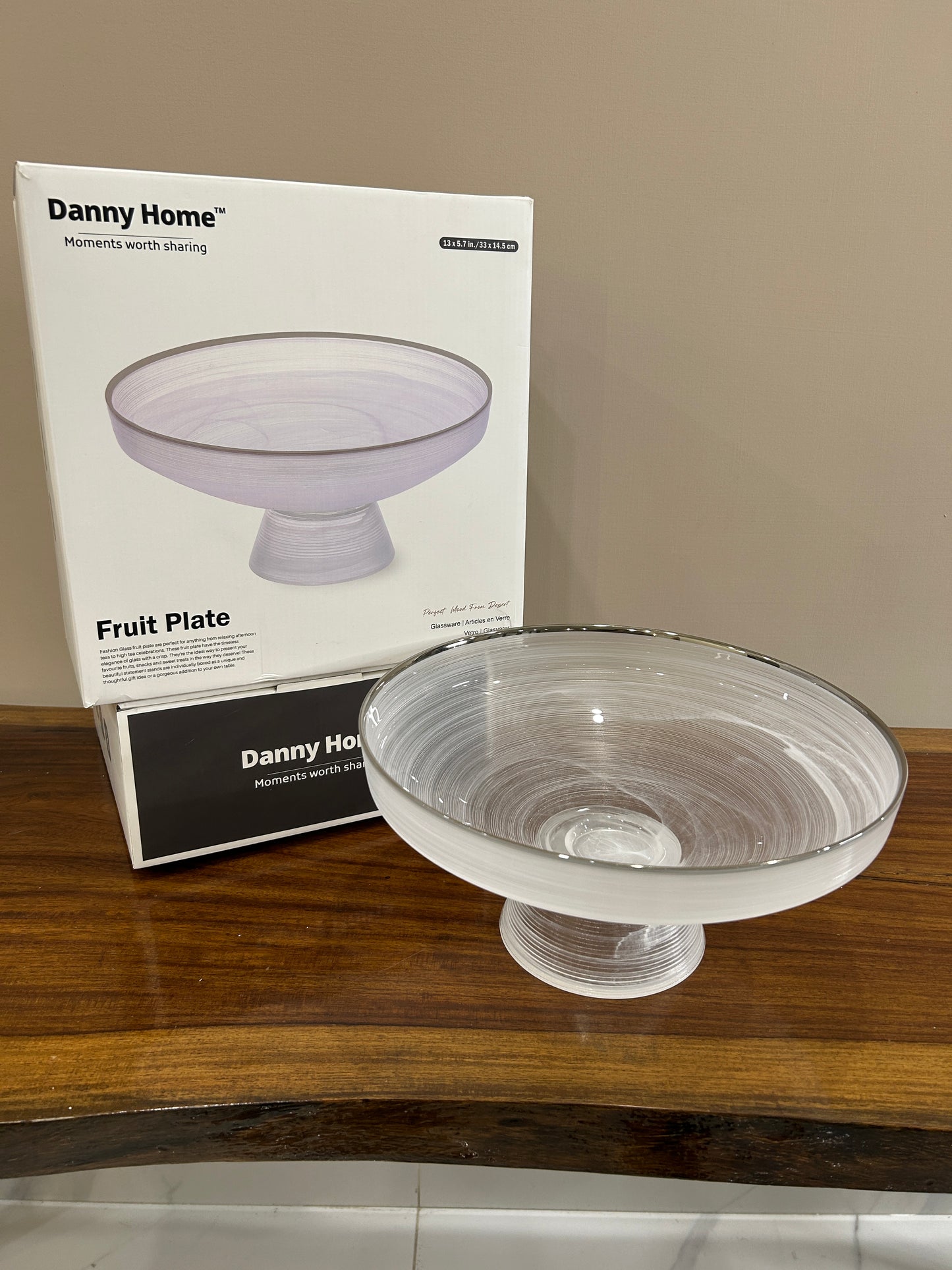 Danny Home Arctic Mist Glass Fruit Plate (Large)