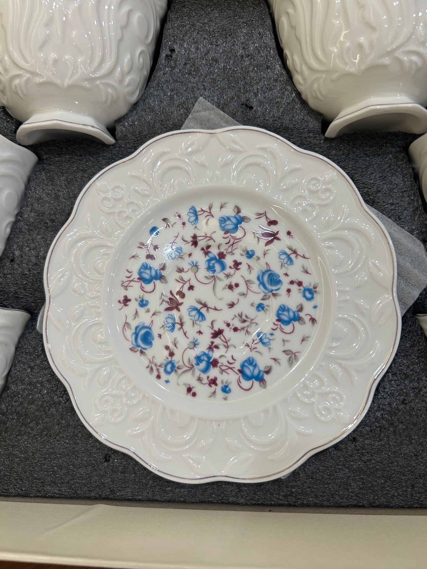 Premium Blue Floral Cup Saucer Set 12Pcs
