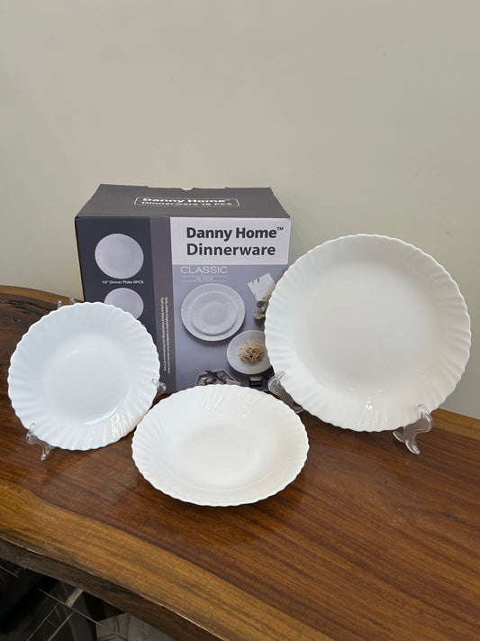 Danny Home Opal Plate White Set 18Pcs