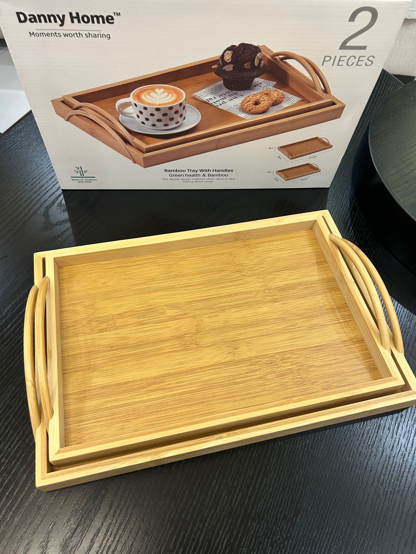 Danny Home Bamboo Tray Set 2Pcs