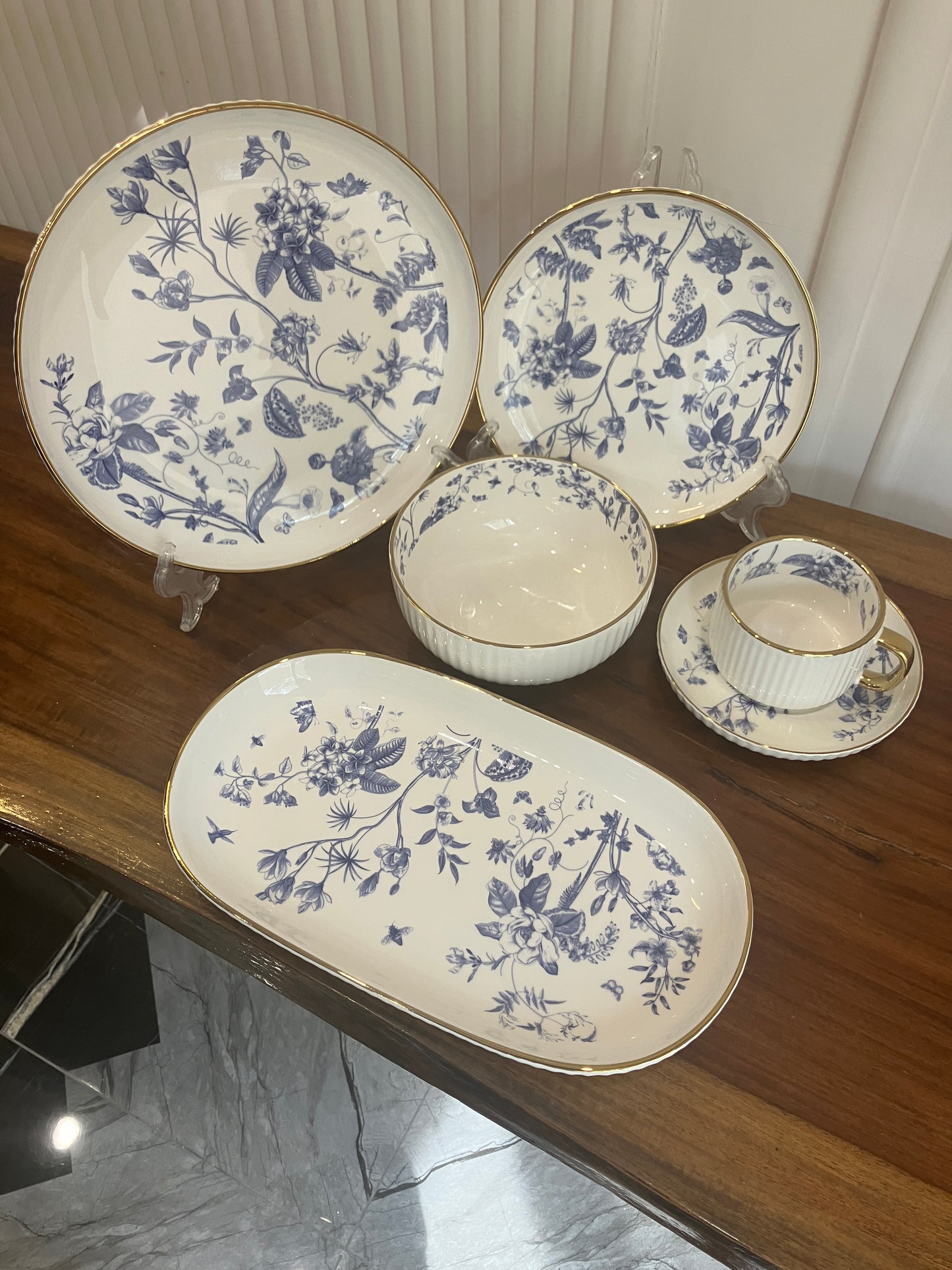 Danny Home Blue Gold Breakfast Set 32Pcs