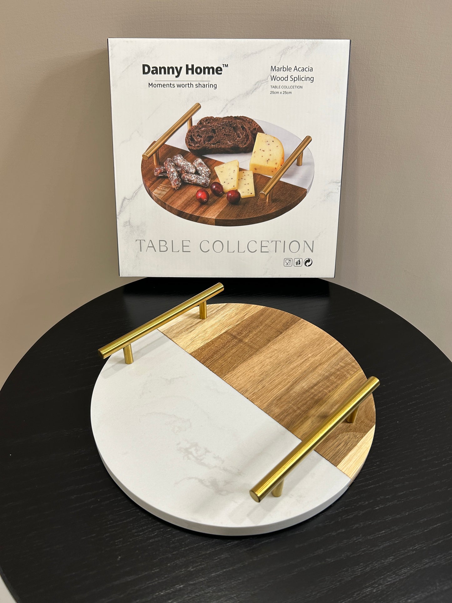 Danny Home Marble Wood Platter (Round)