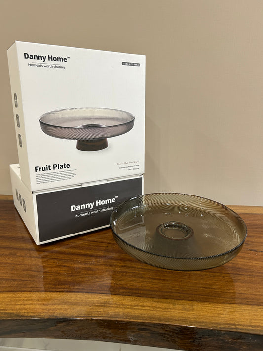 Danny Home Smoky Glass Pedestal Fruit Bowl (Small)