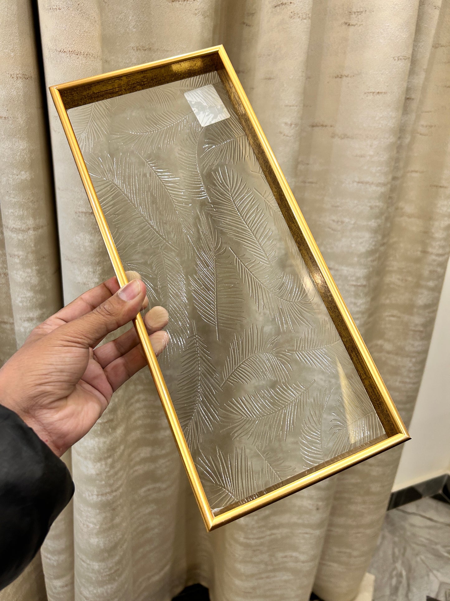 Golden Acrylic Decor Tray Leaves 1Pcs