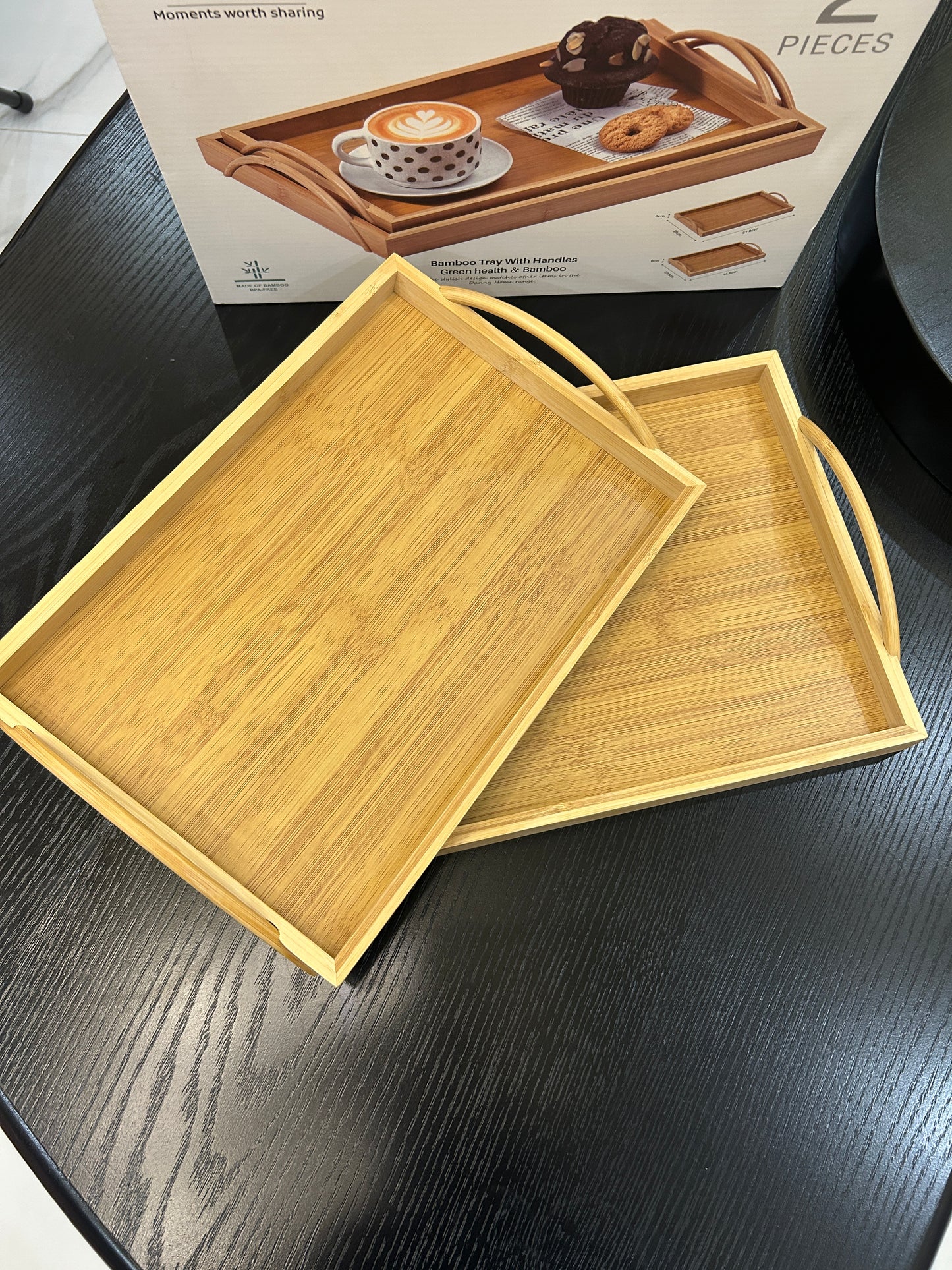 Danny Home Bamboo Tray Set 2Pcs