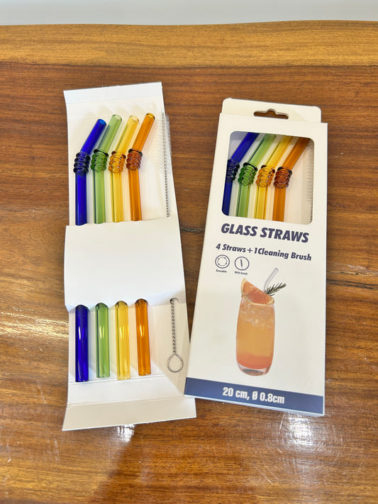 Colourful Glass Straw 5Pcs