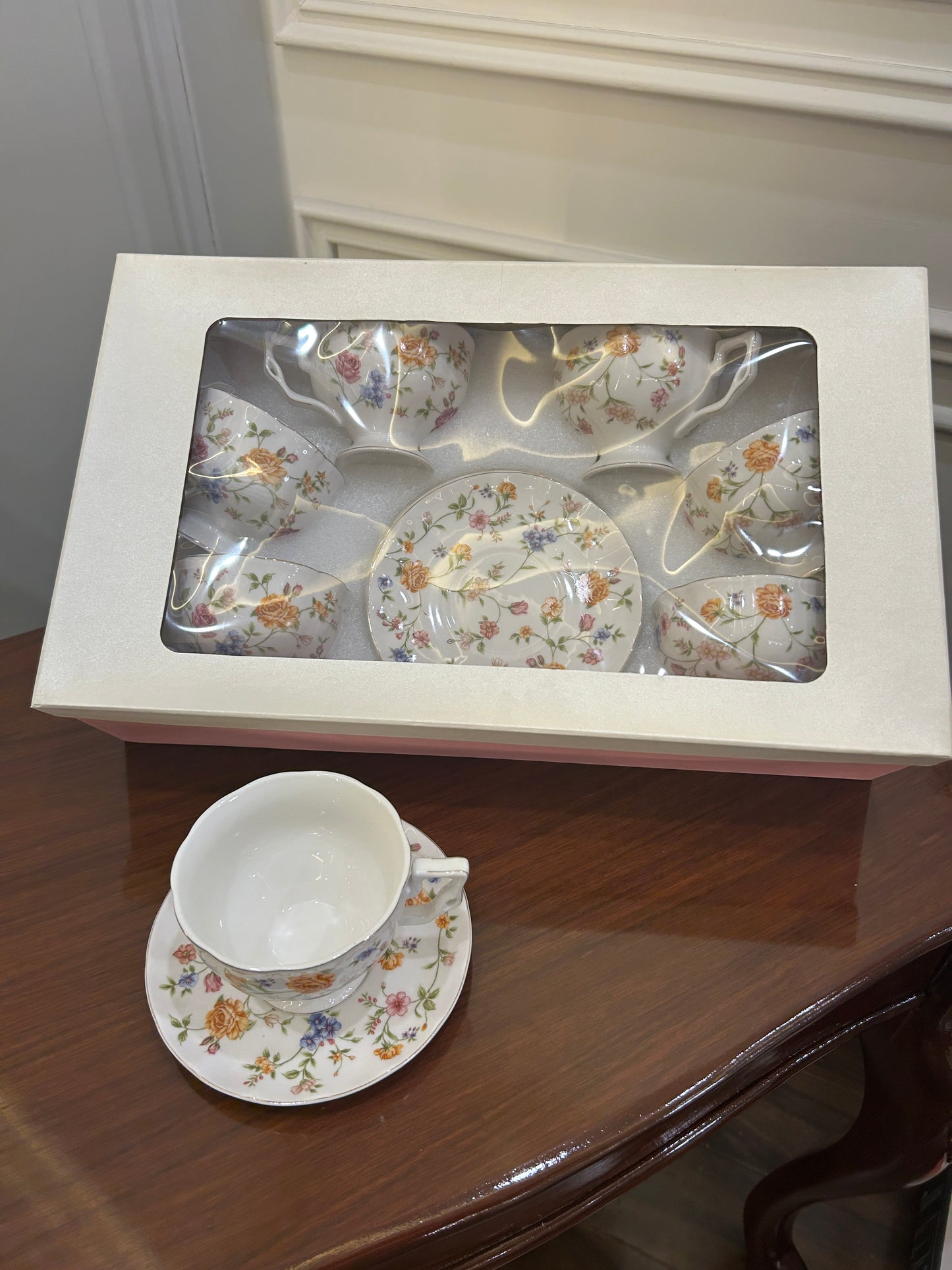 Premium Autumn Floral Cup Saucer Set 12Pcs