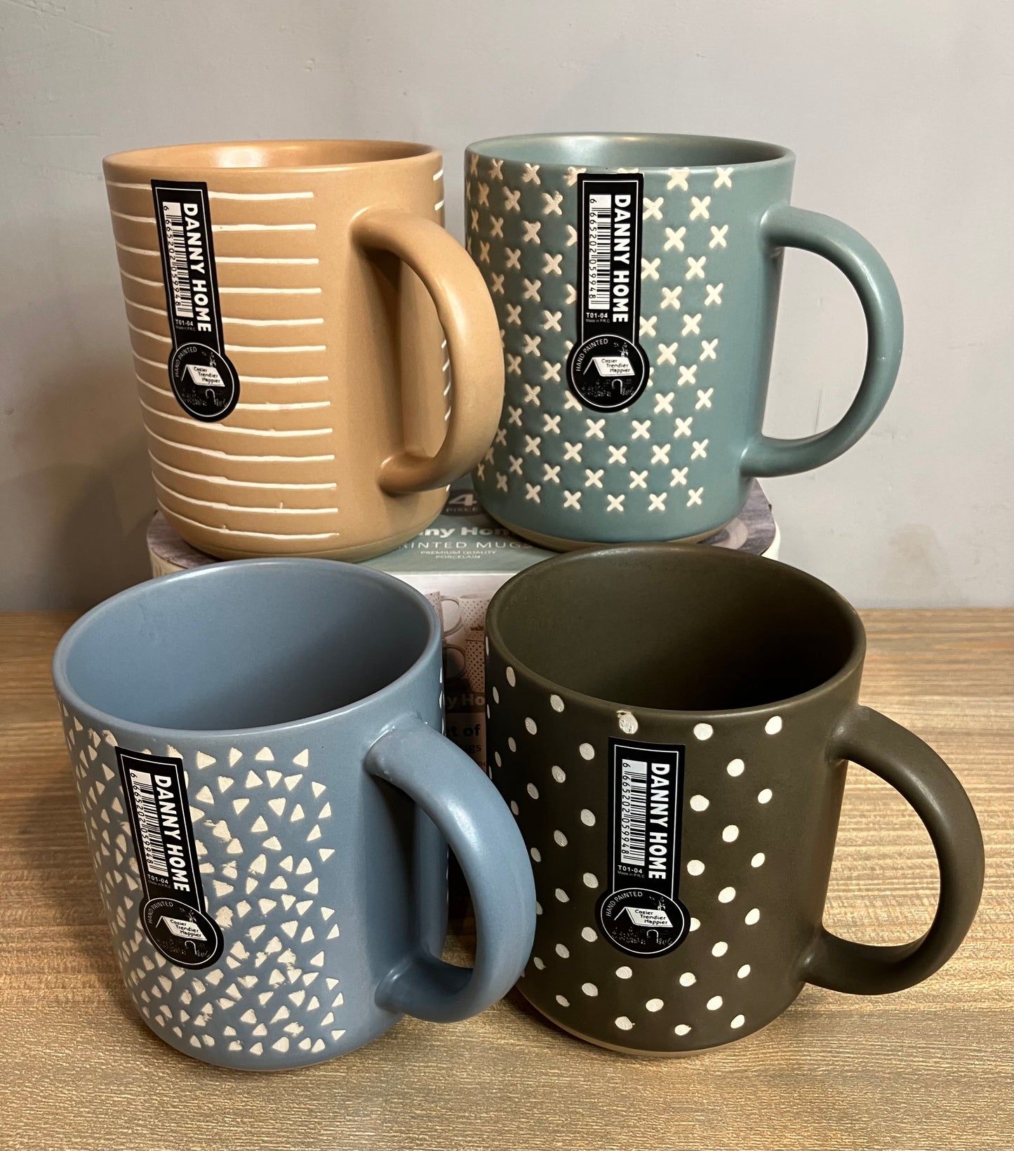 Danny Home Dot Cross Mugs 4Pcs