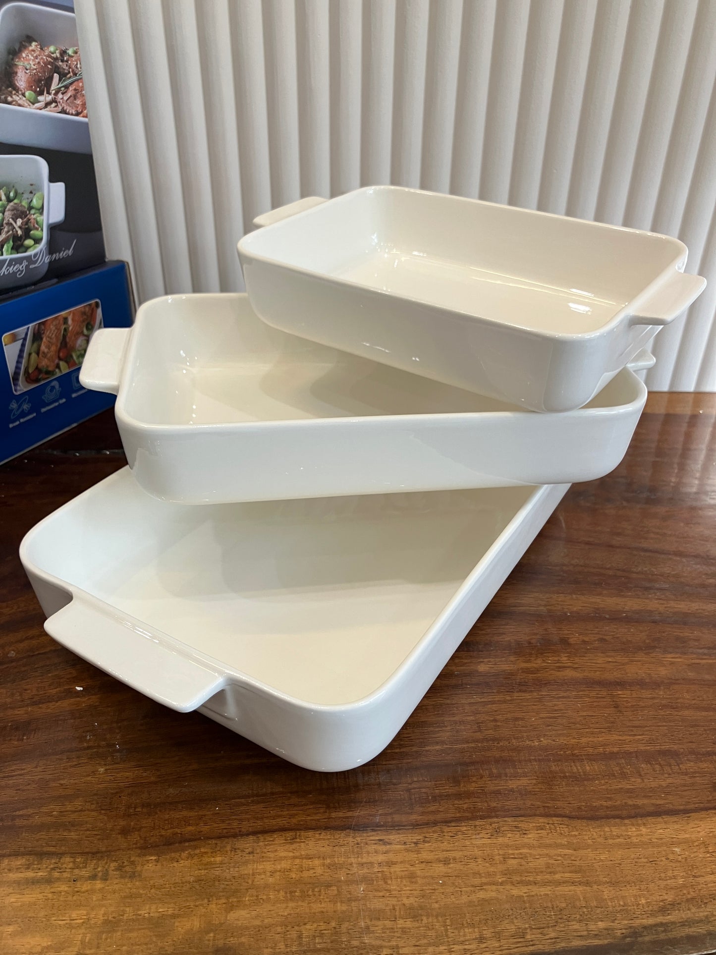 Danny Home White Porcelain Bakeware Casserole 3Pcs