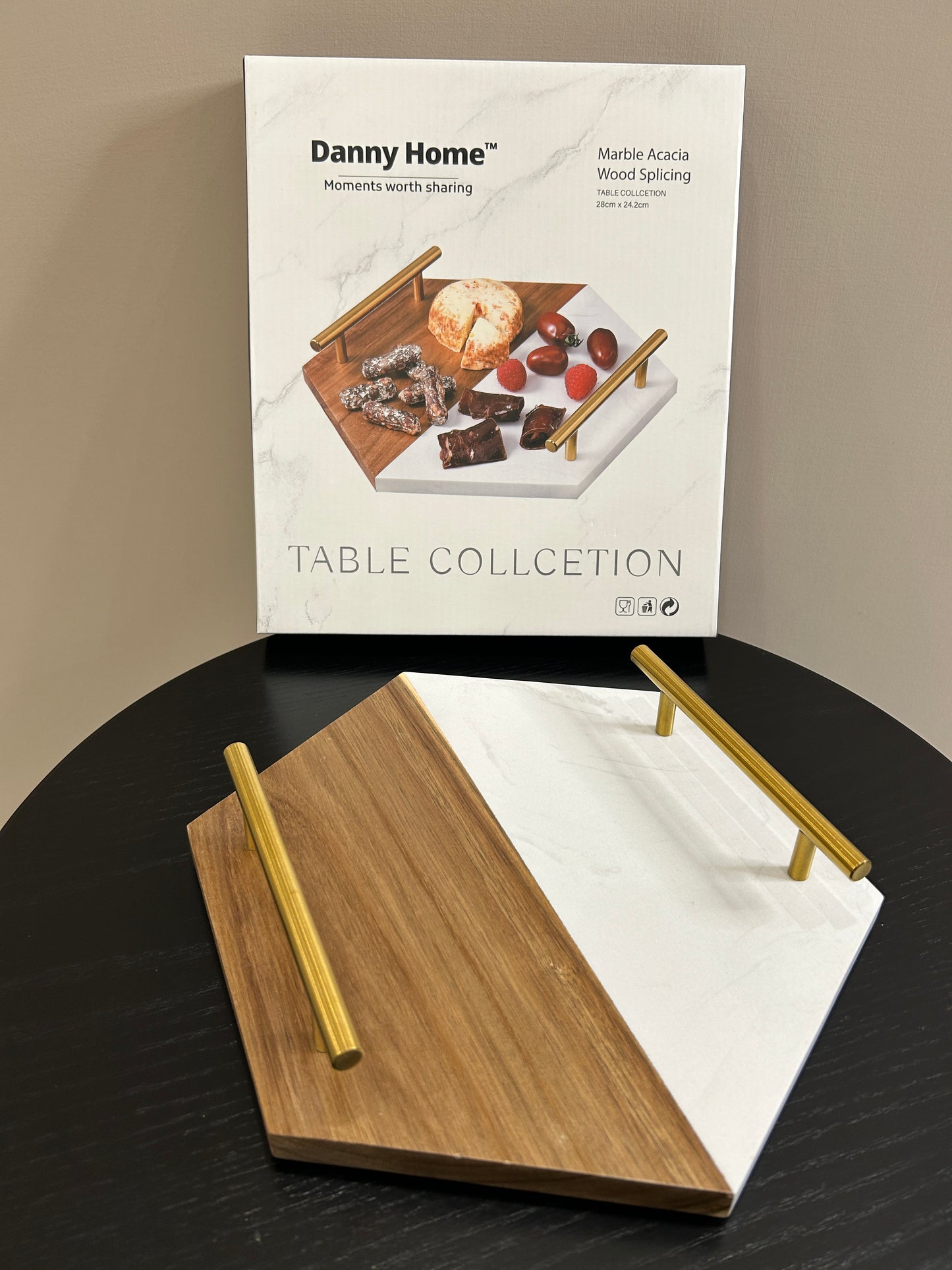 Danny Home Marble Wood Platter (Hexagon)