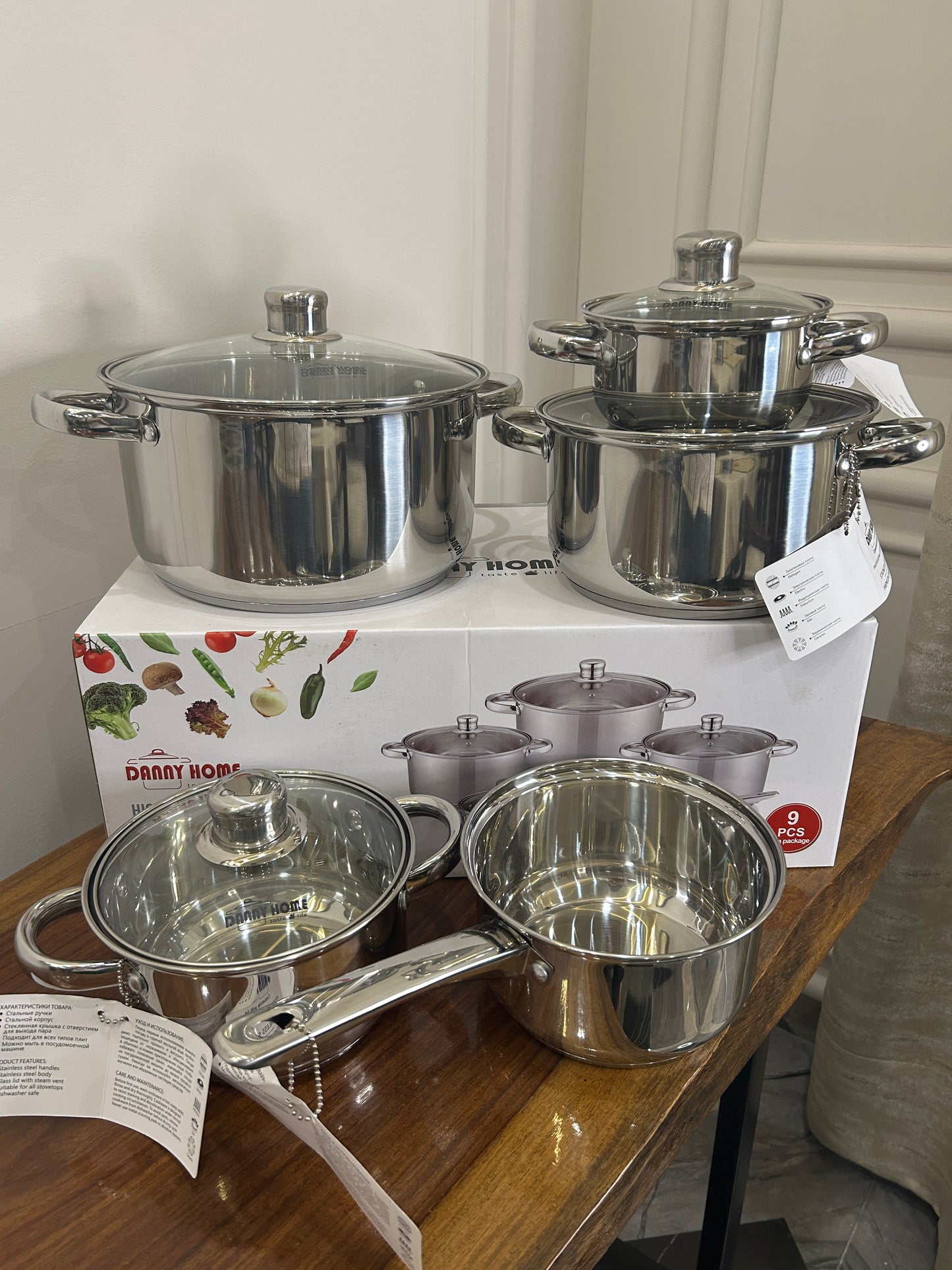 Danny Home Stainless Steel Cookware Set 9Pcs