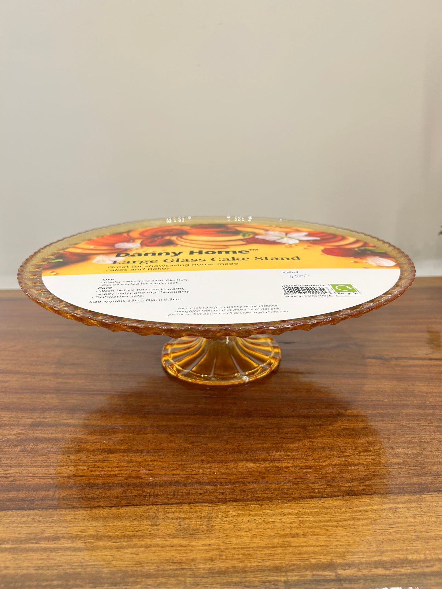 Danny Home Large Glass Cake Stand Golden