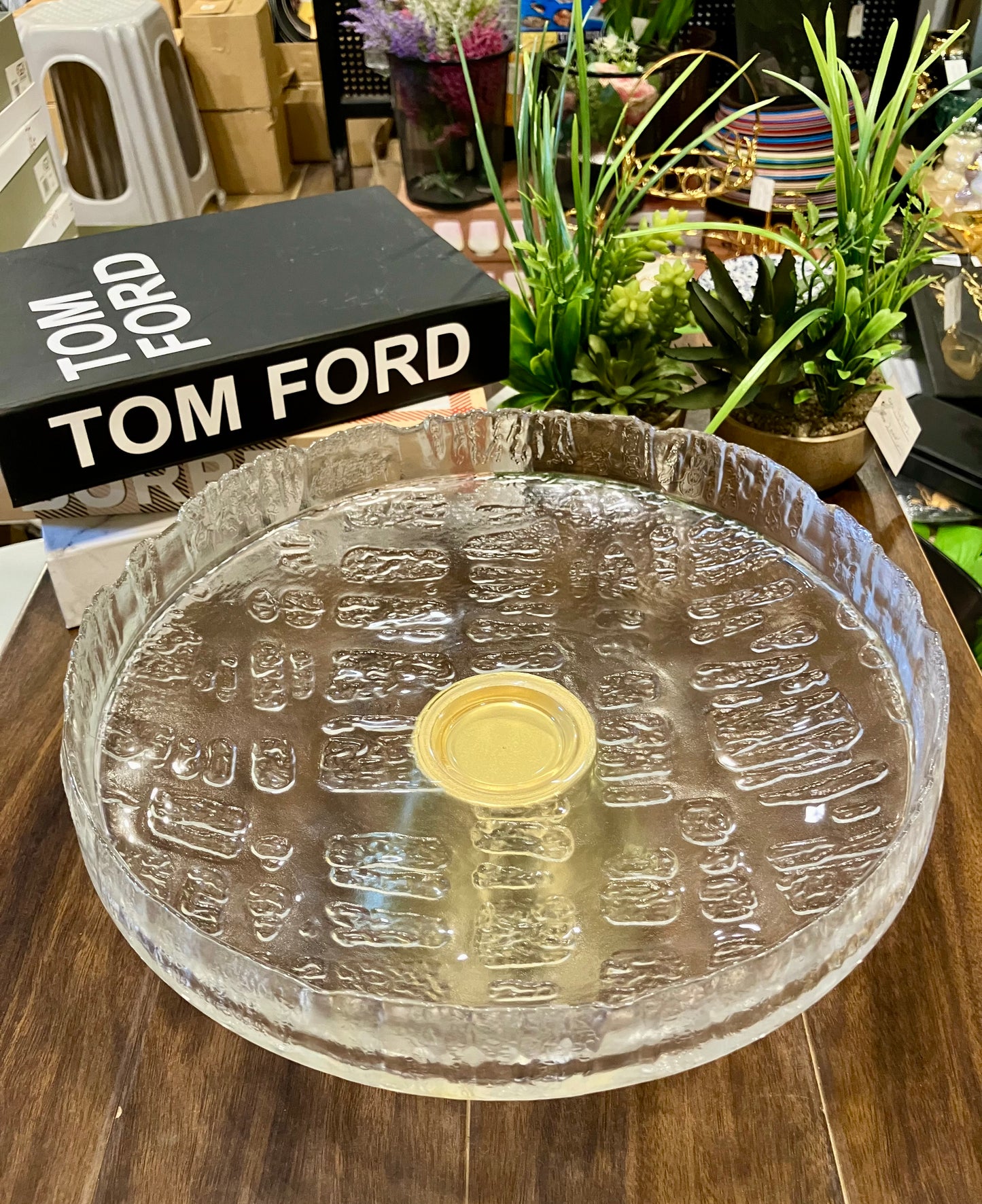 Fancy Glass Platter Large