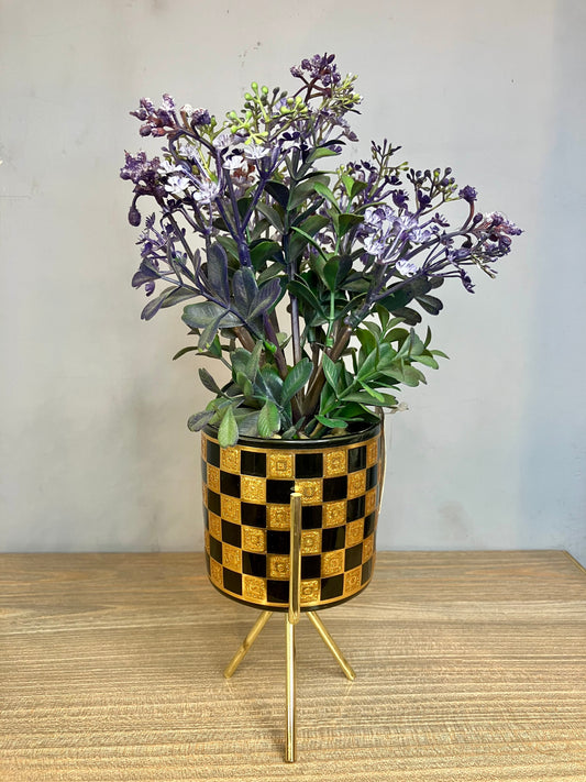 Gold Accent Artificial Flower Pot