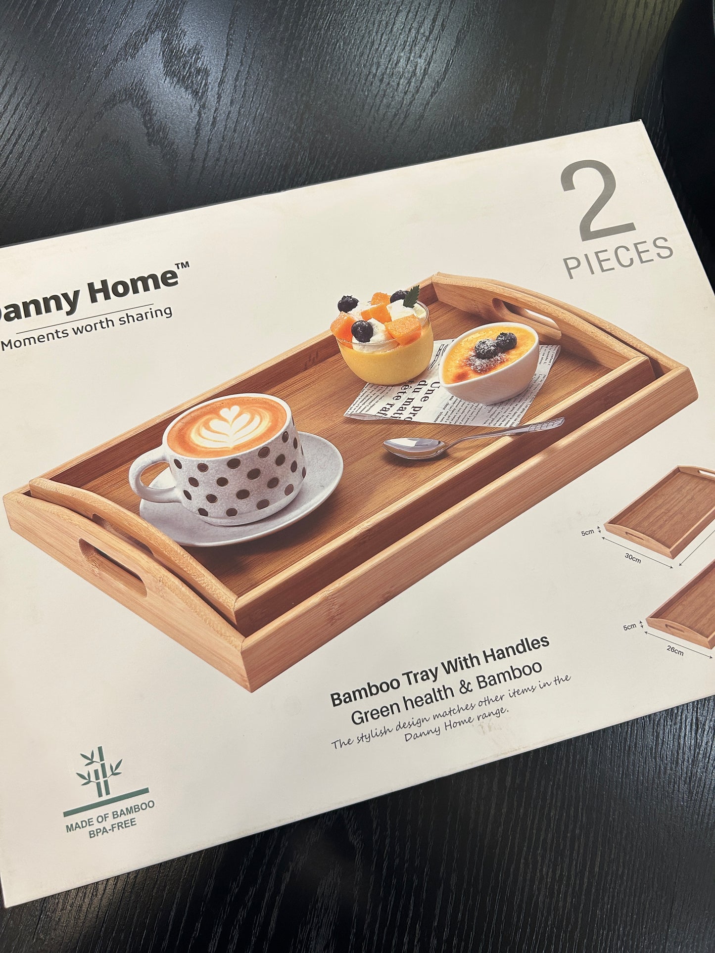 Danny Home Bamboo Tray Set 2Pcs