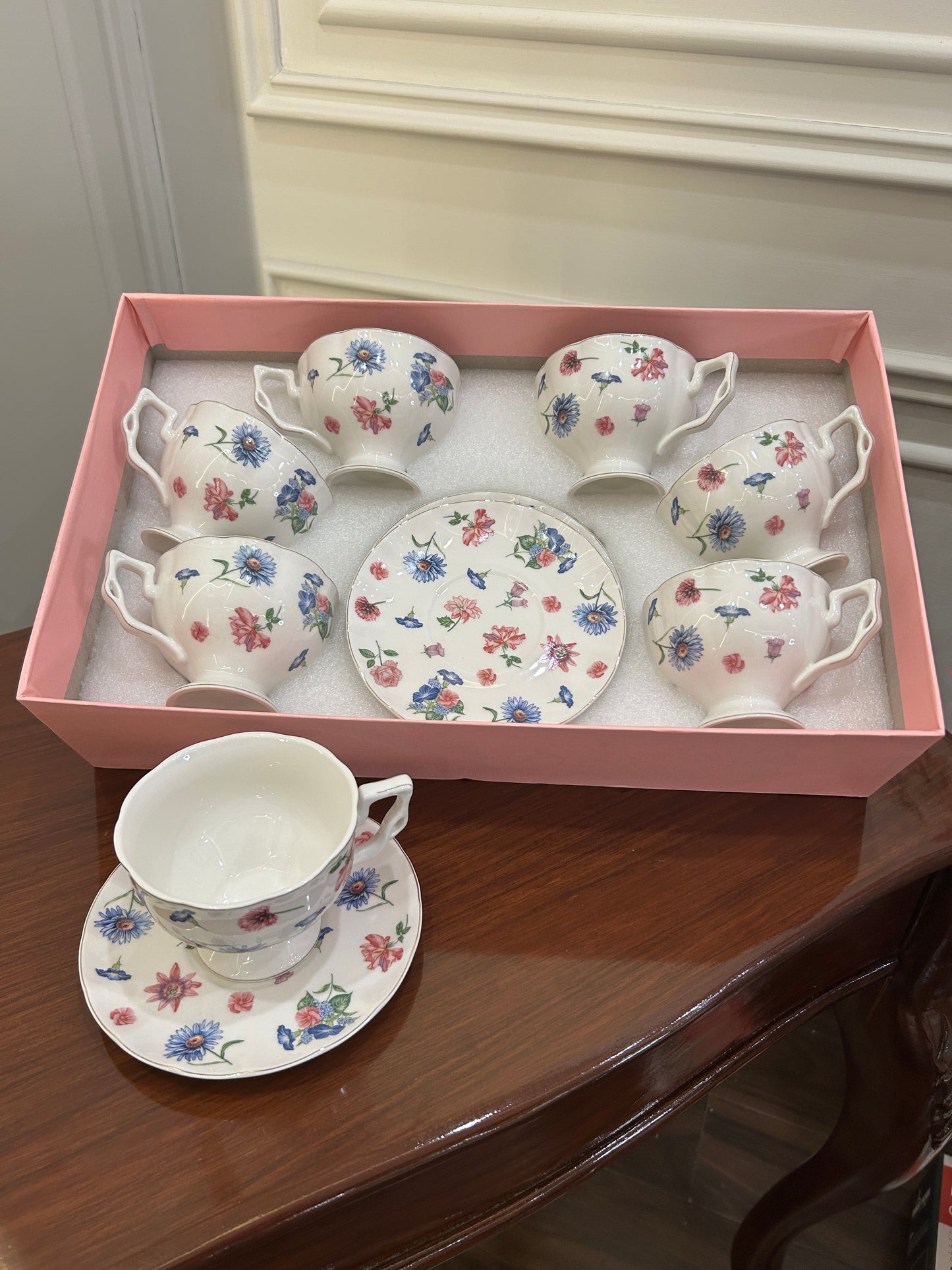 Premium Pastel Petals Cup Saucer Set 12Pcs