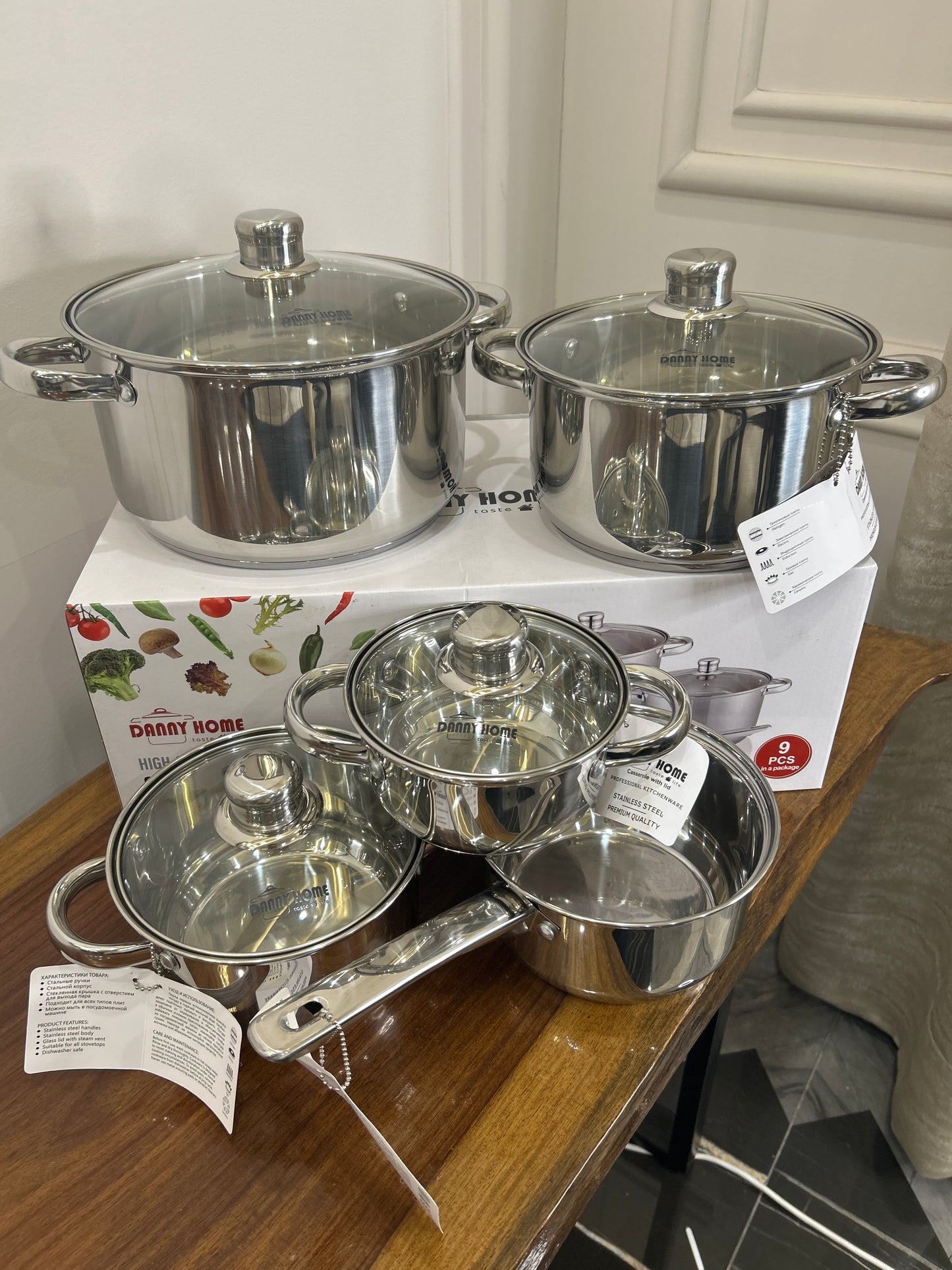 Danny Home Stainless Steel Cookware Set 9Pcs