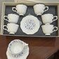 Premium Blue Floral Cup Saucer Set 12Pcs