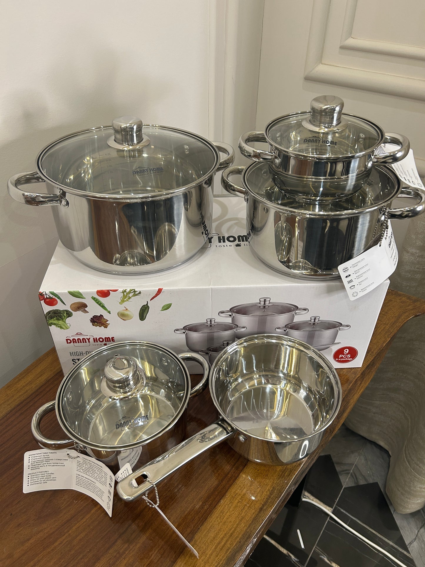 Danny Home Stainless Steel Cookware Set 9Pcs