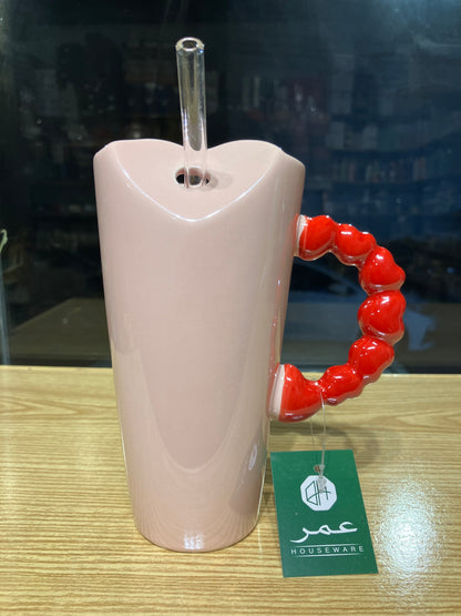 Ceramic Sipper with Straw 1Pcs