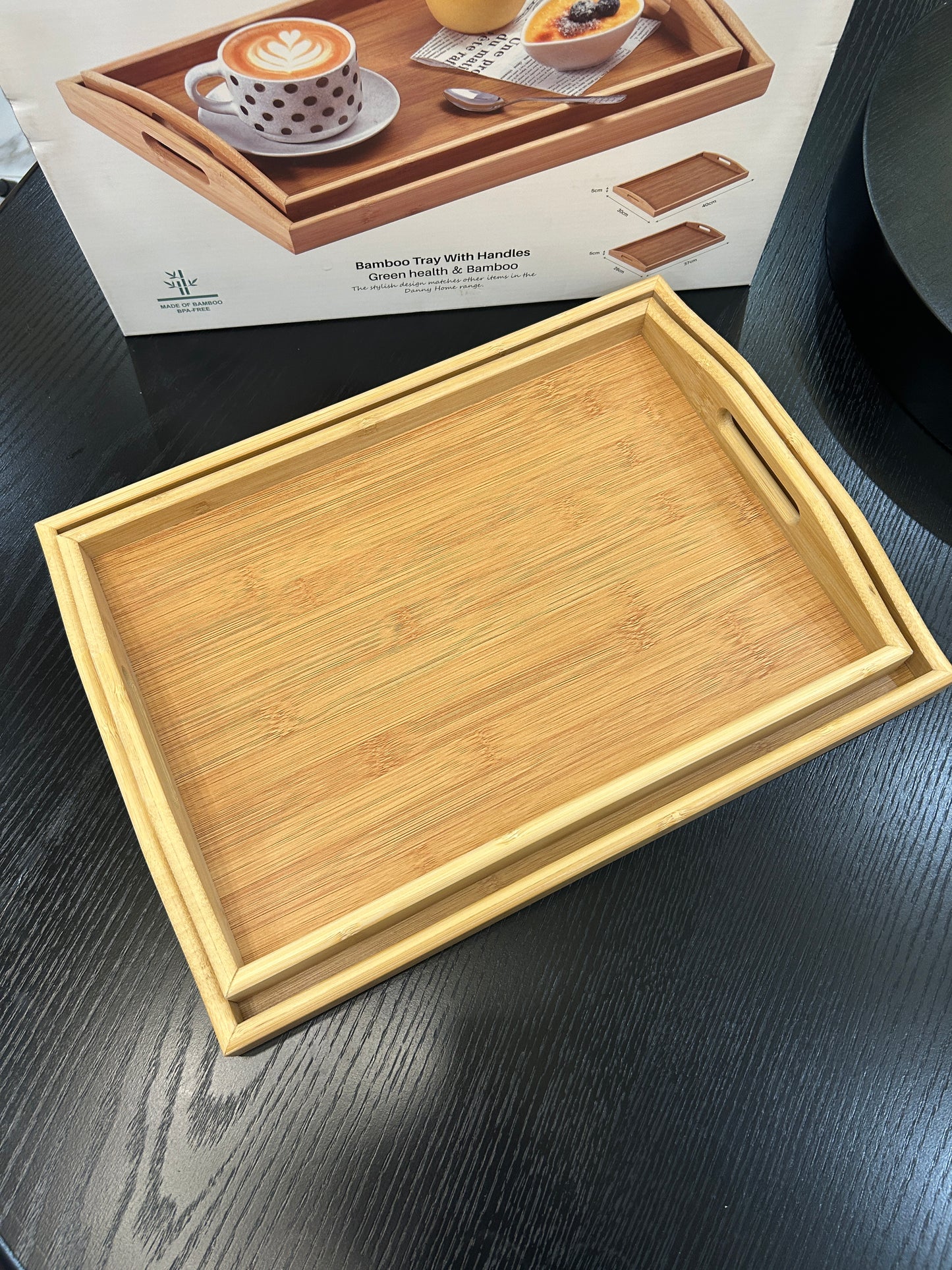 Danny Home Bamboo Tray Set 2Pcs