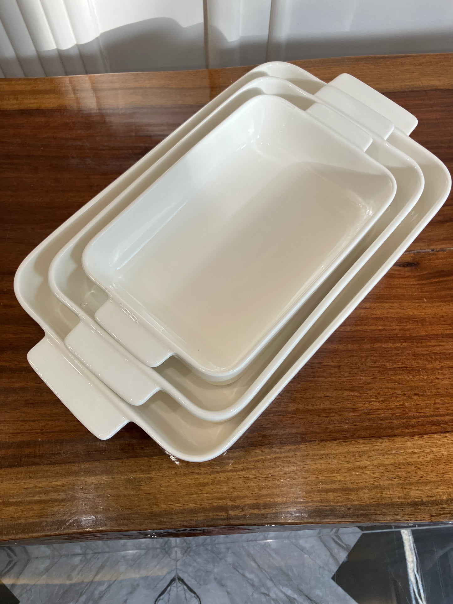 Danny Home White Porcelain Bakeware Casserole 3Pcs