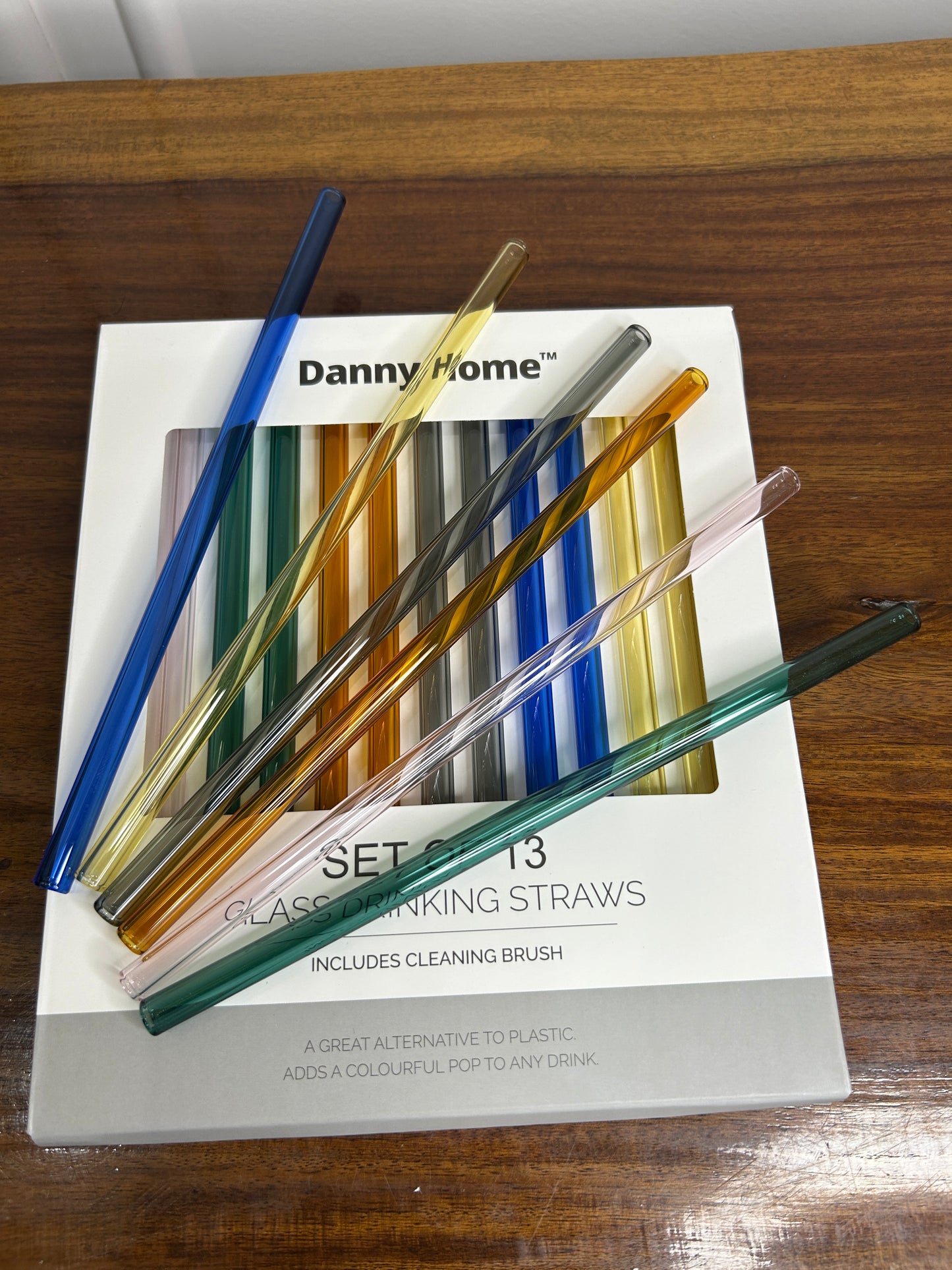 Danny Home Multicolour Glass Straw 13Pcs